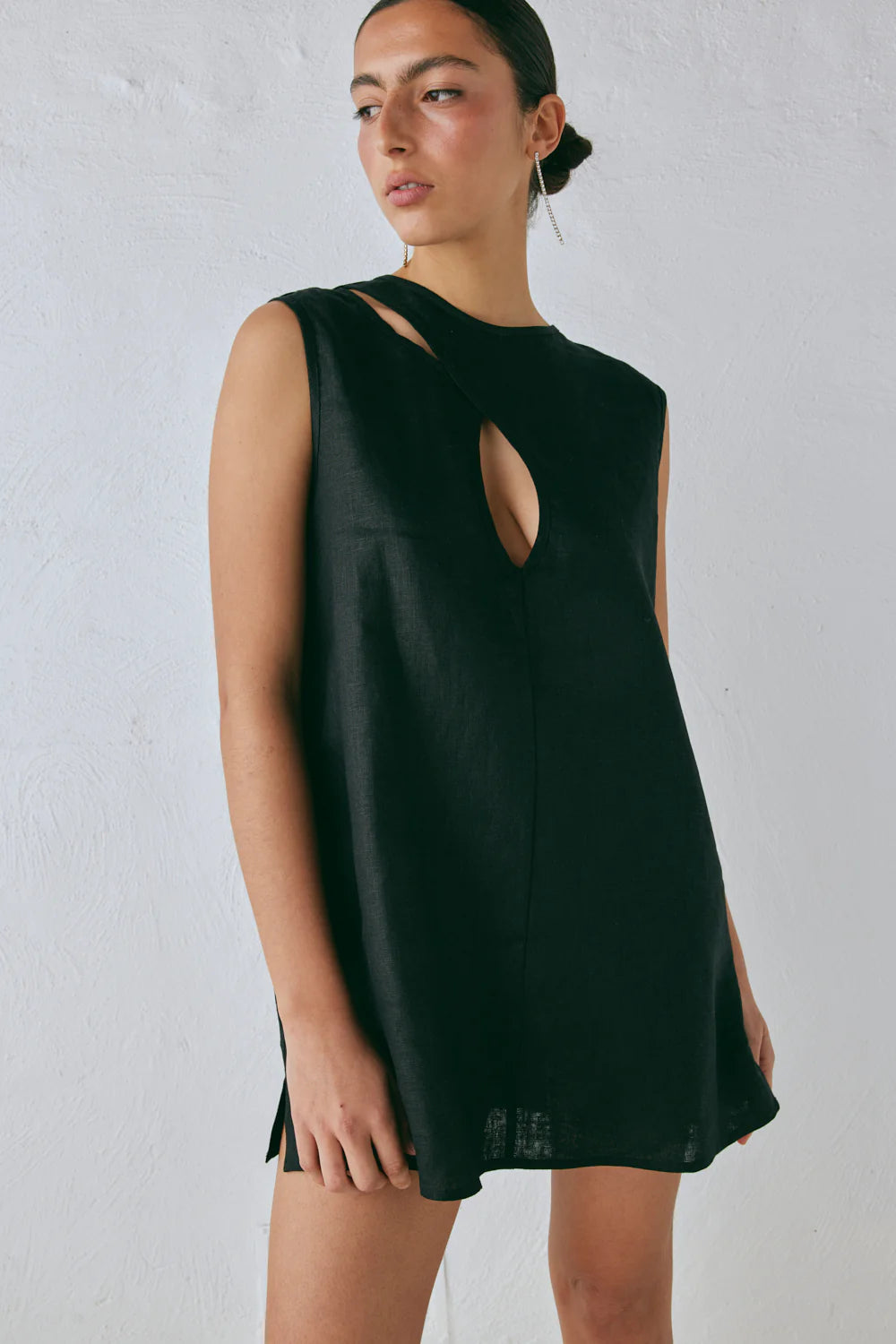 Sleeveless Hollow - out Short Dress