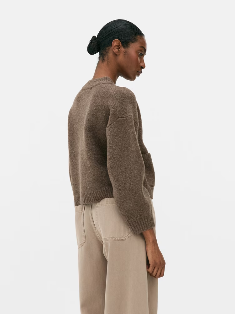 Cropped Single - Breasted Knit Cardigan