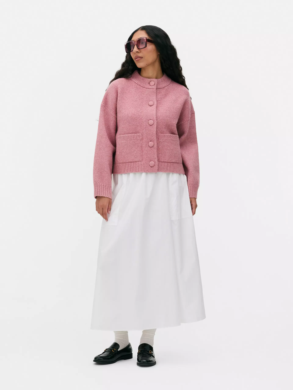 Cropped Single - Breasted Knit Cardigan