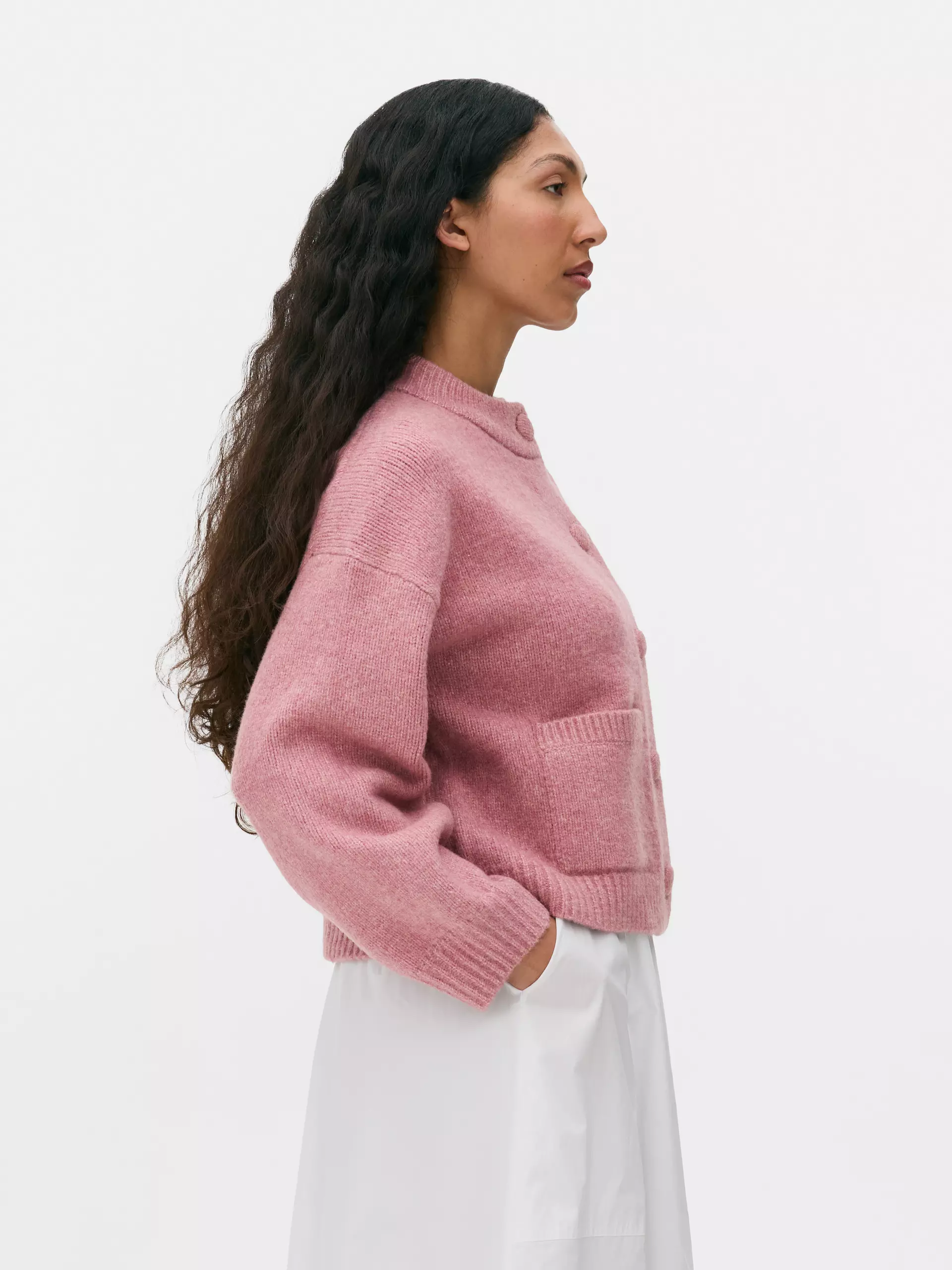 Cropped Single - Breasted Knit Cardigan