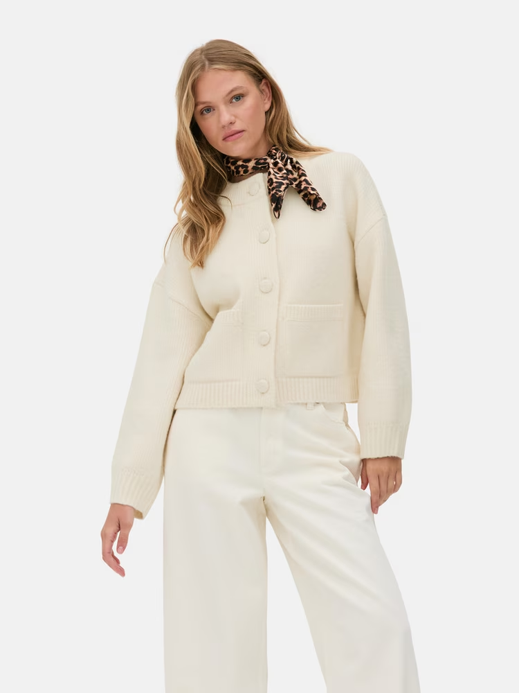 Cropped Single - Breasted Knit Cardigan