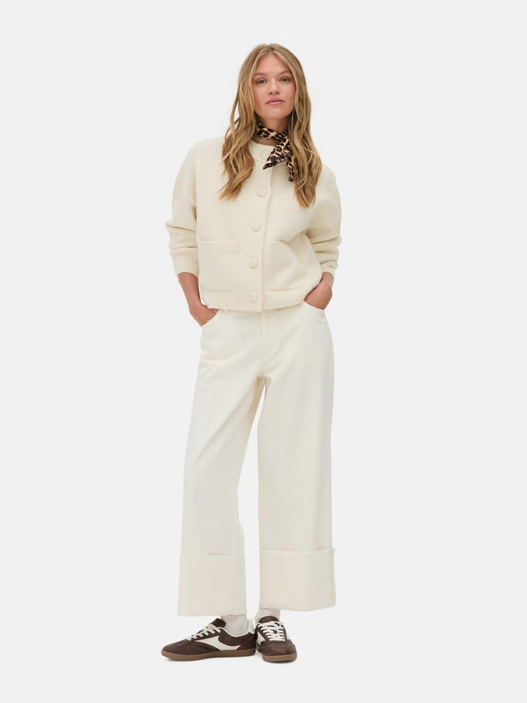 Cropped Single - Breasted Knit Cardigan