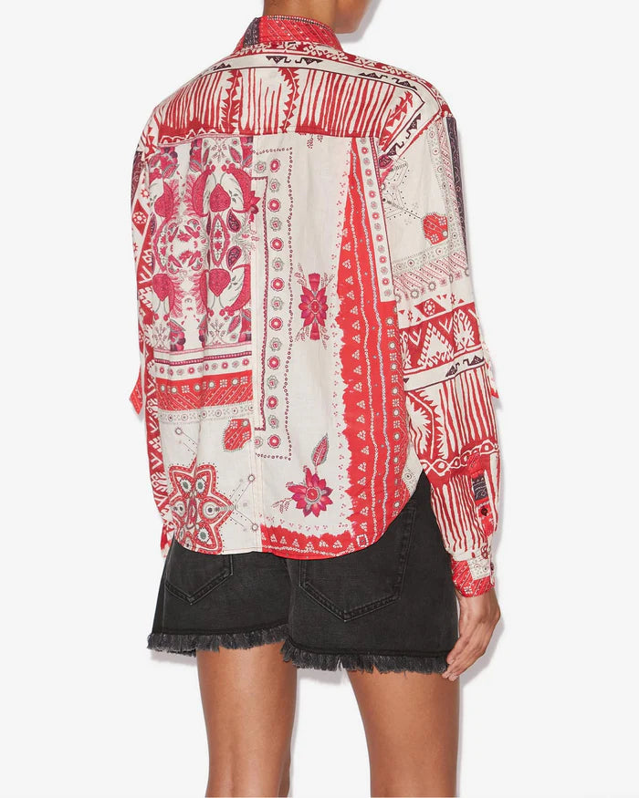 tied printed cotton voile shirt