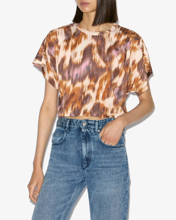 Colorful Leopard - Print Cropped T - Shirt