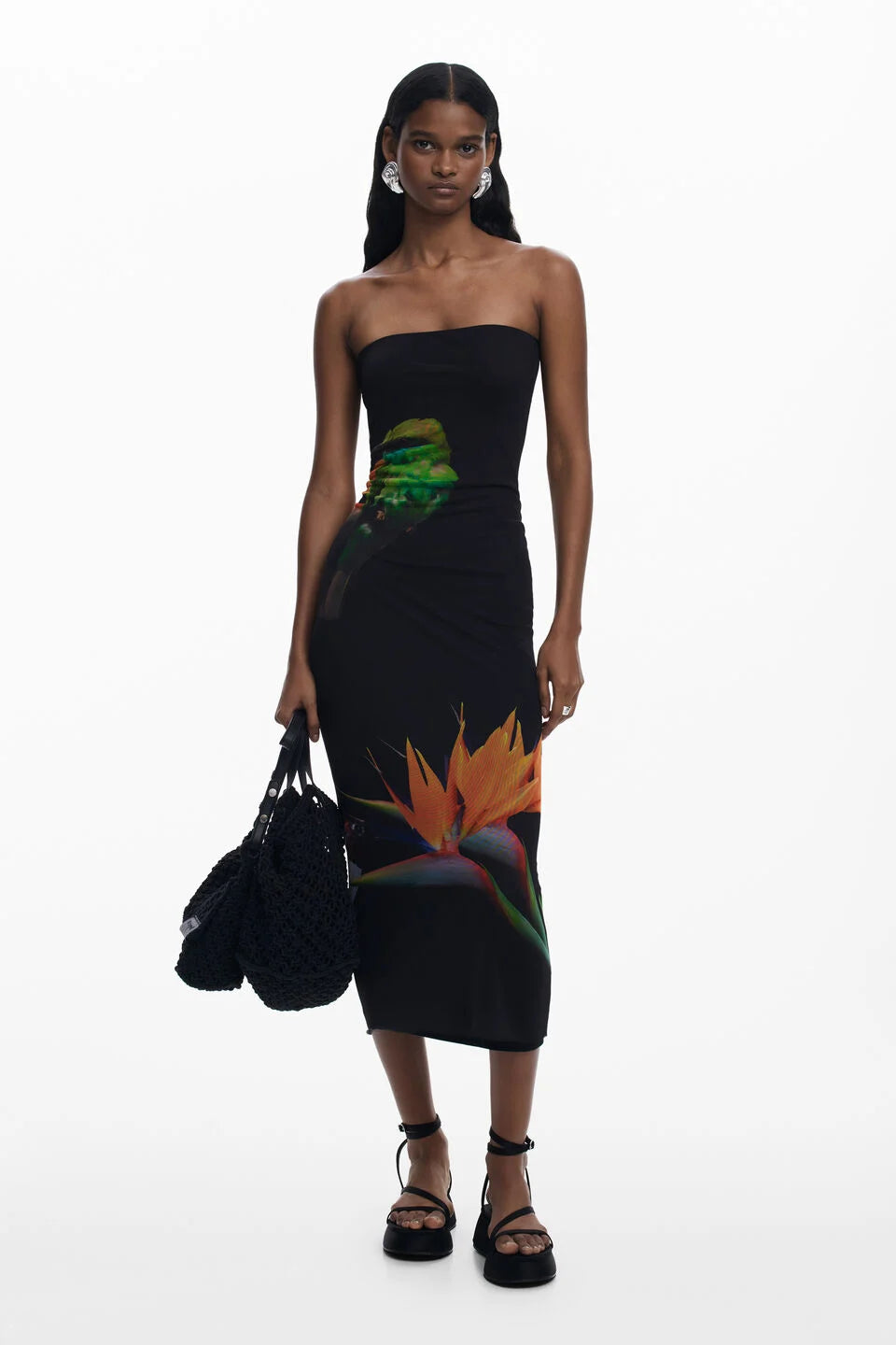 Strapless Printed Bodycon Maxi Dress
