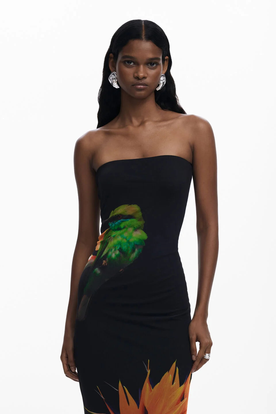 Strapless Printed Bodycon Maxi Dress