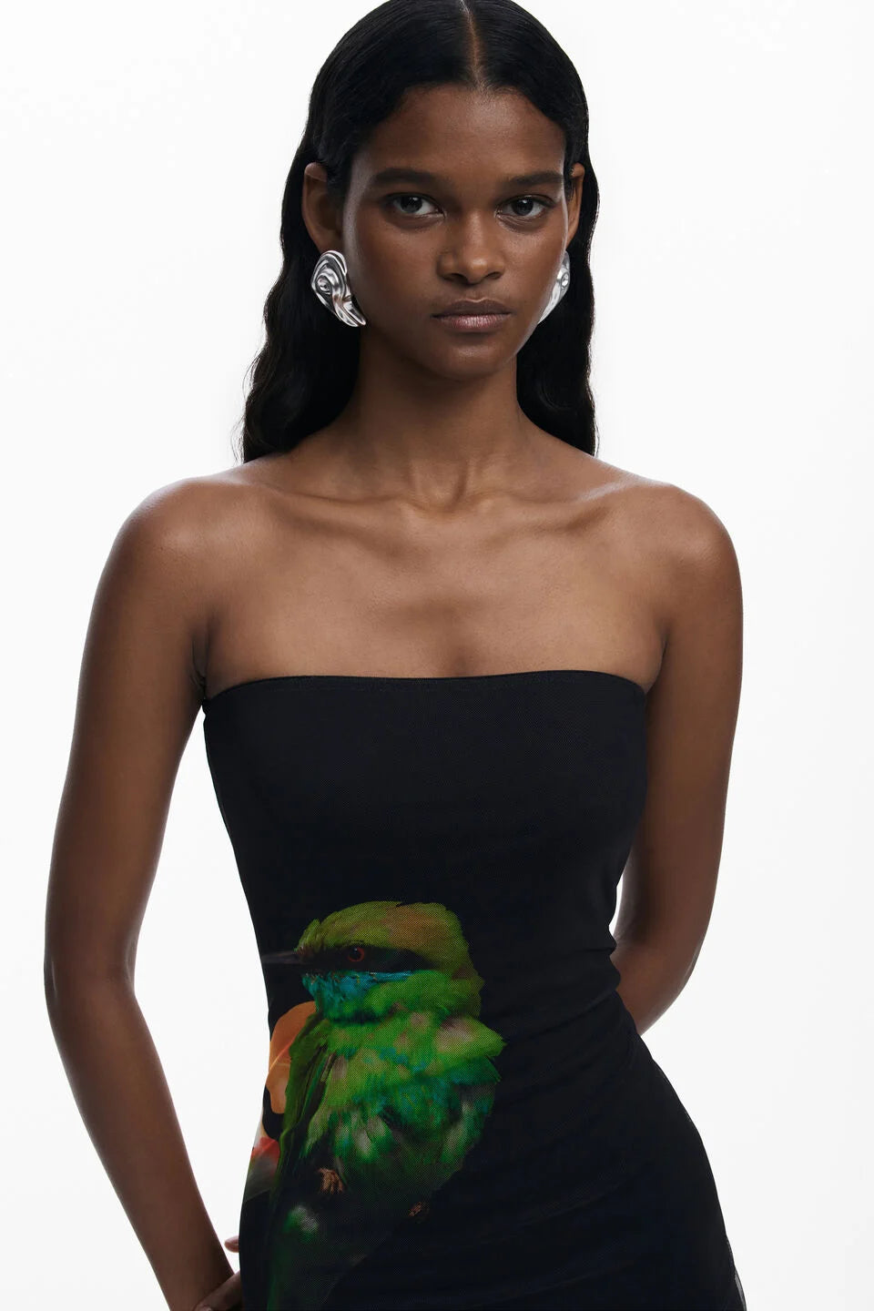 Strapless Printed Bodycon Maxi Dress