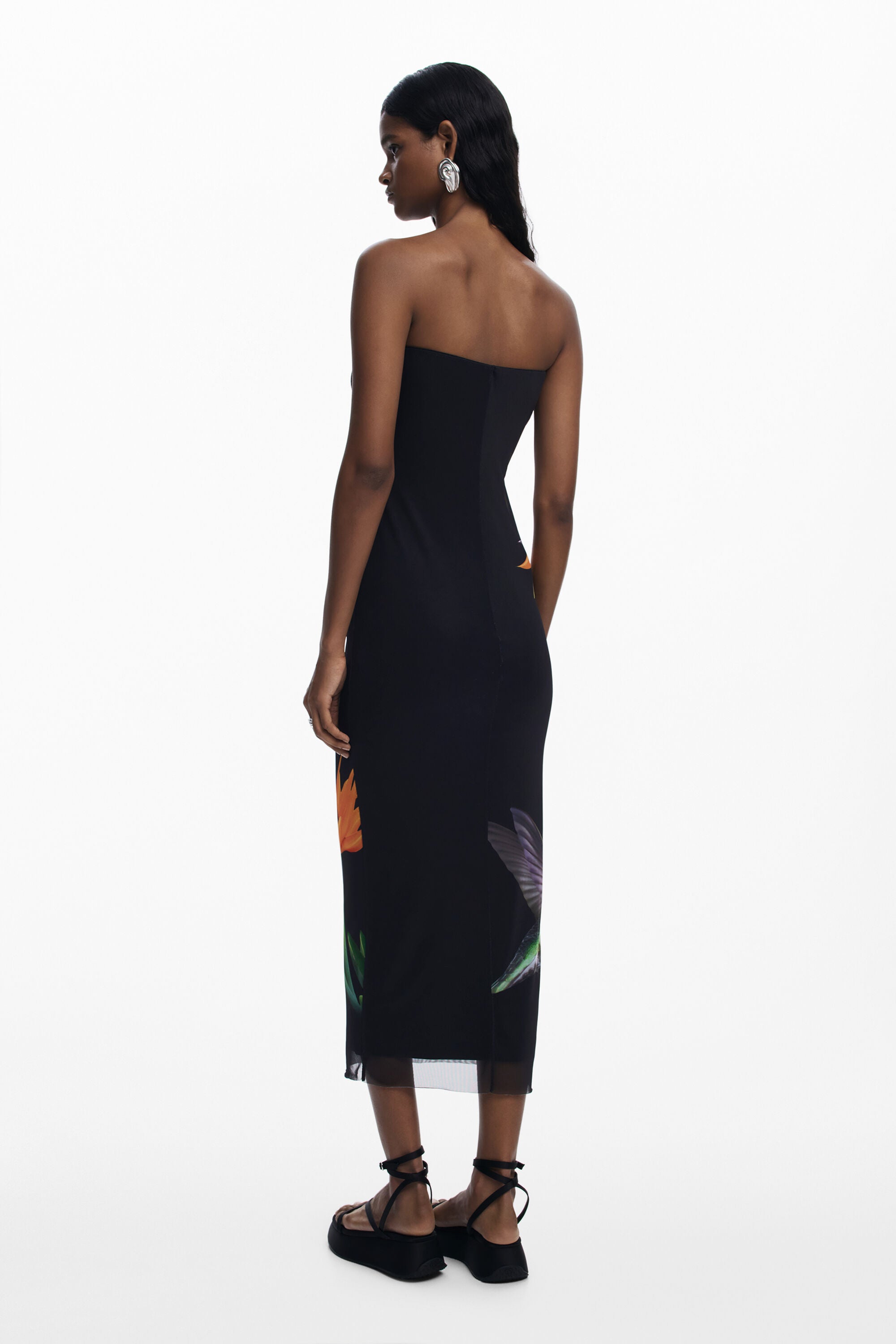 Strapless Printed Bodycon Maxi Dress