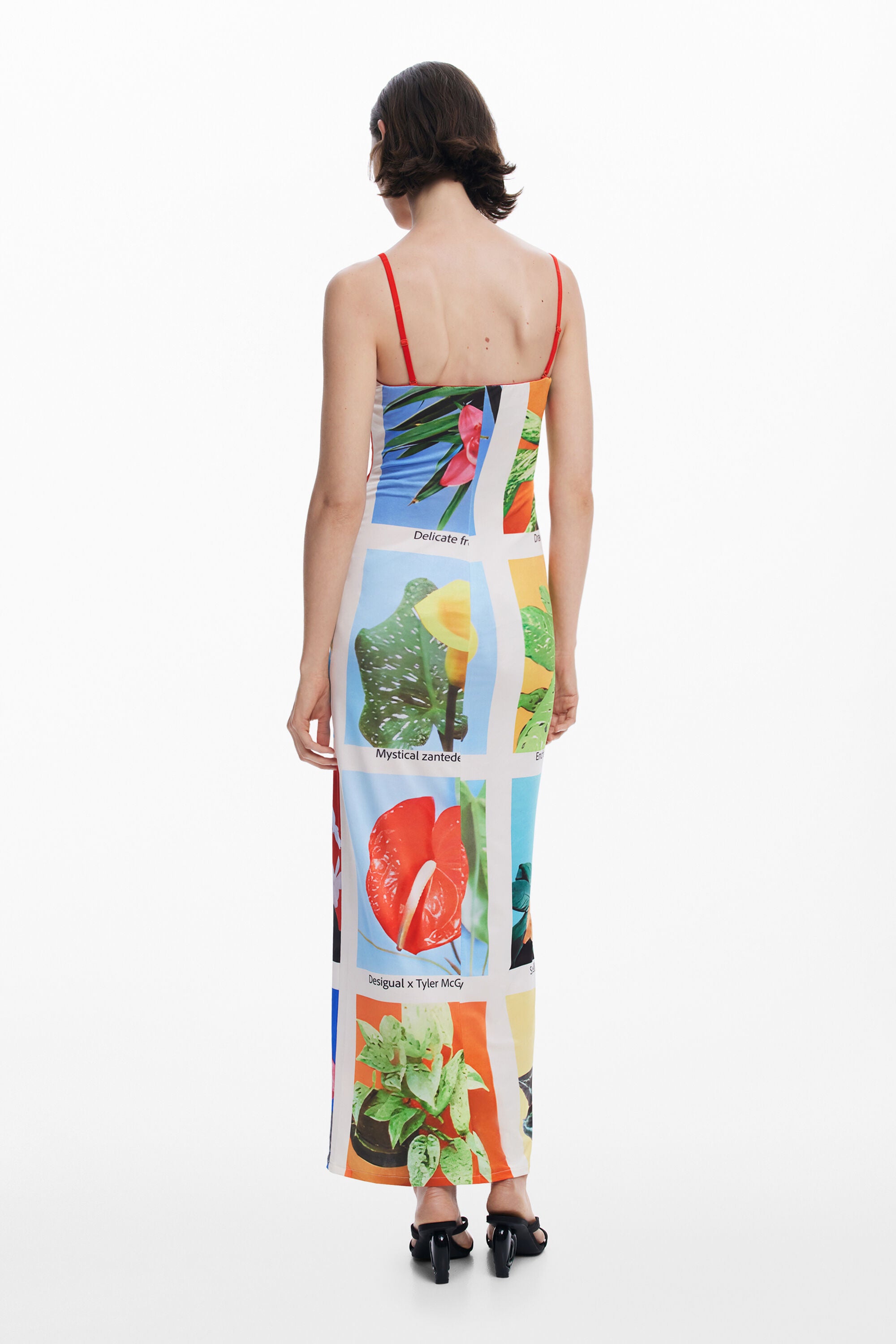 Spaghetti - Strap Plant Atlas - Printed Maxi Dress