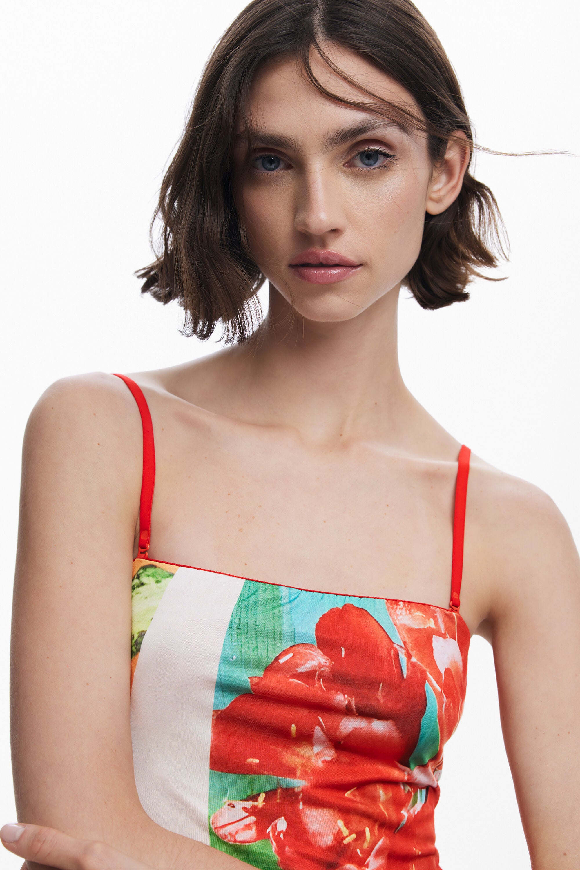 Spaghetti - Strap Plant Atlas - Printed Maxi Dress