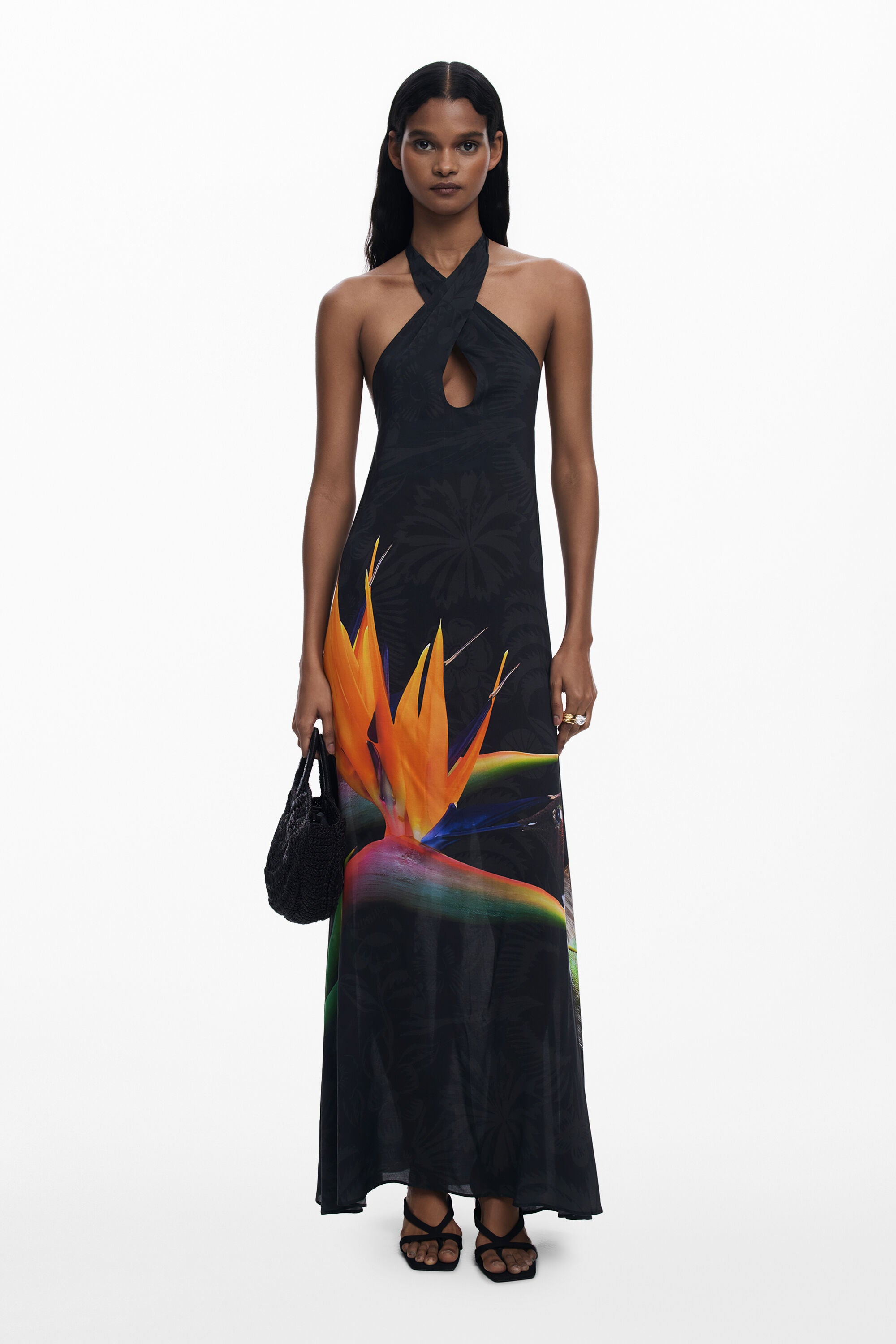 Halter Neck Open - Back Printed Maxi Dress Series