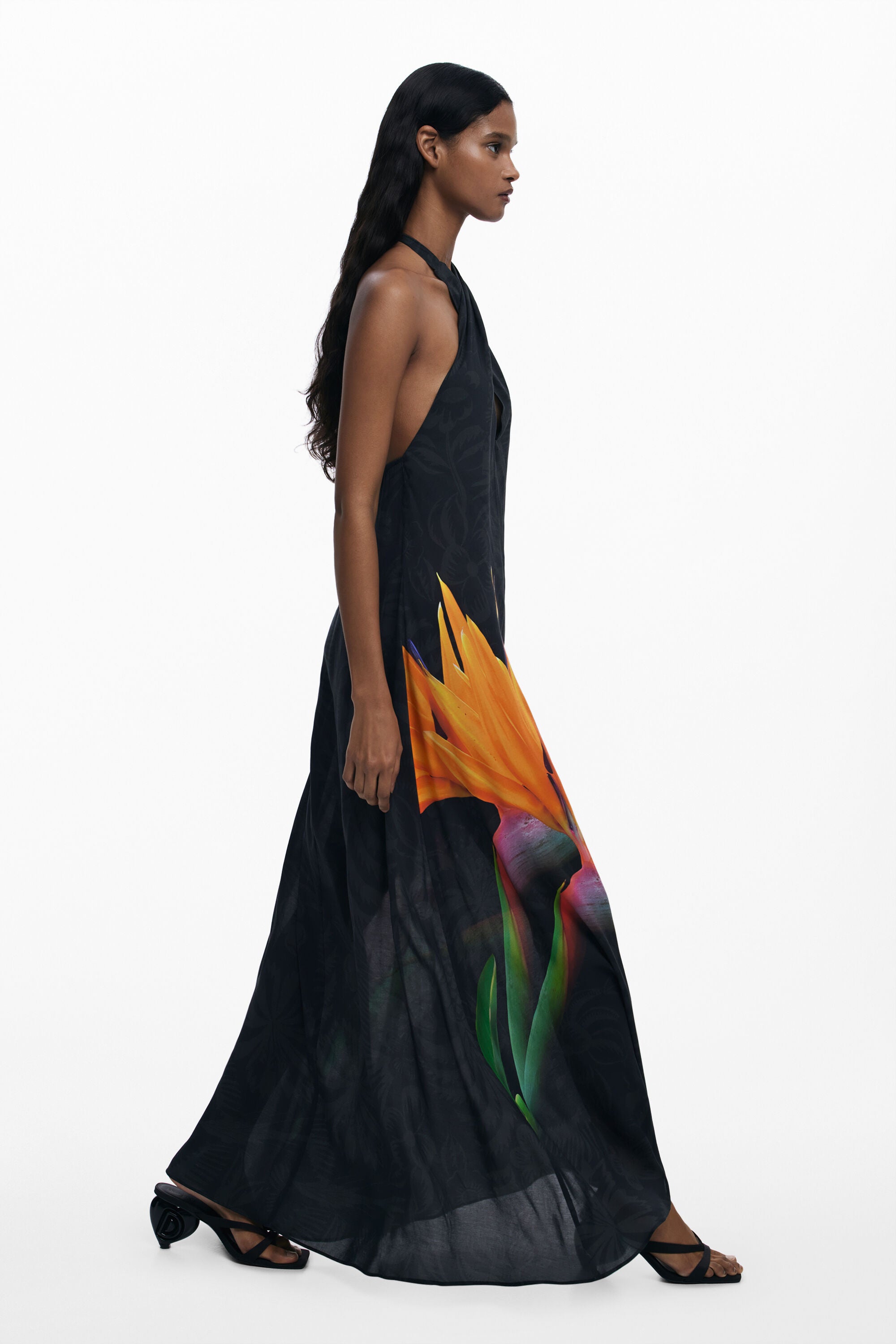 Halter Neck Open - Back Printed Maxi Dress Series