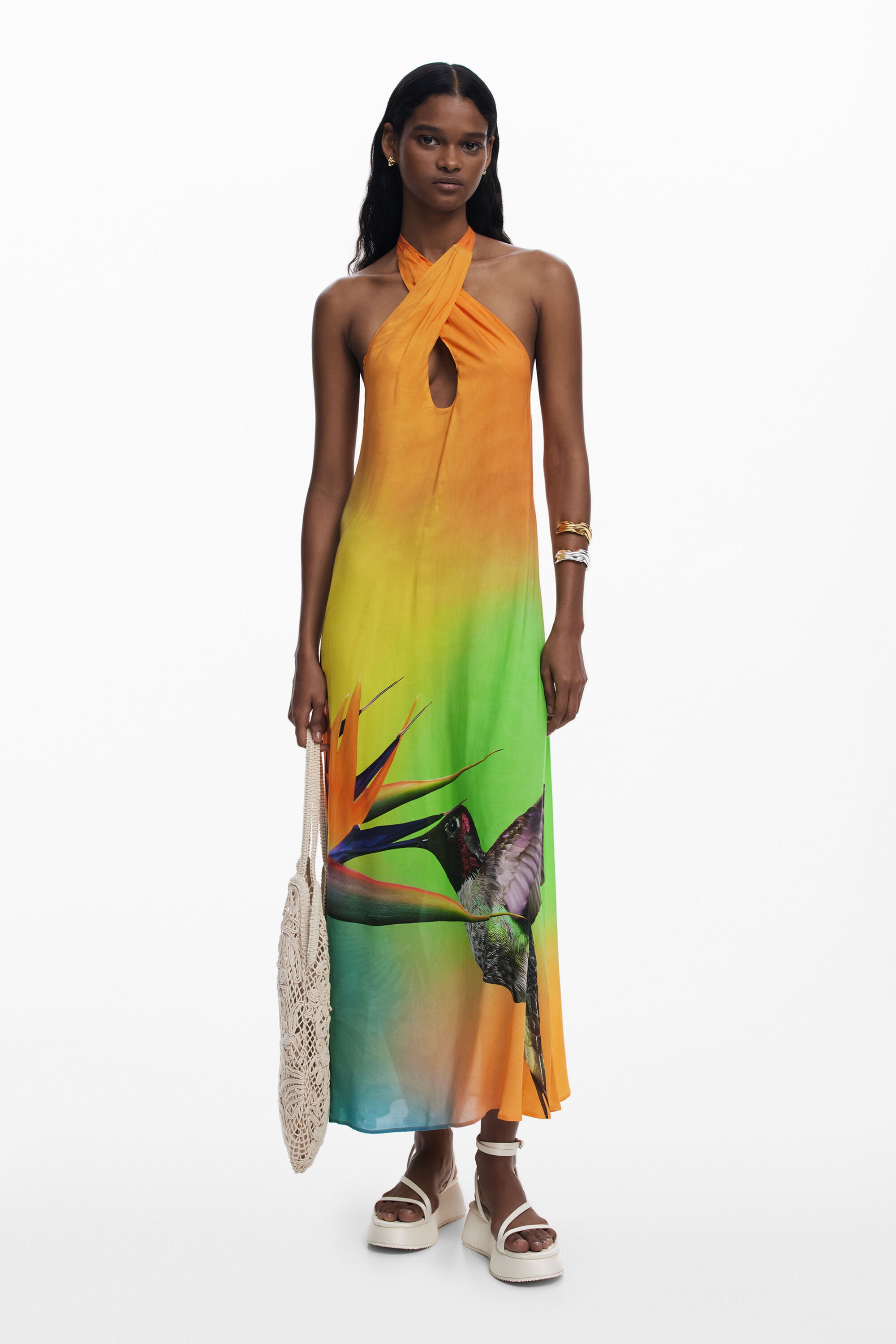 Halter Neck Open - Back Printed Maxi Dress Series