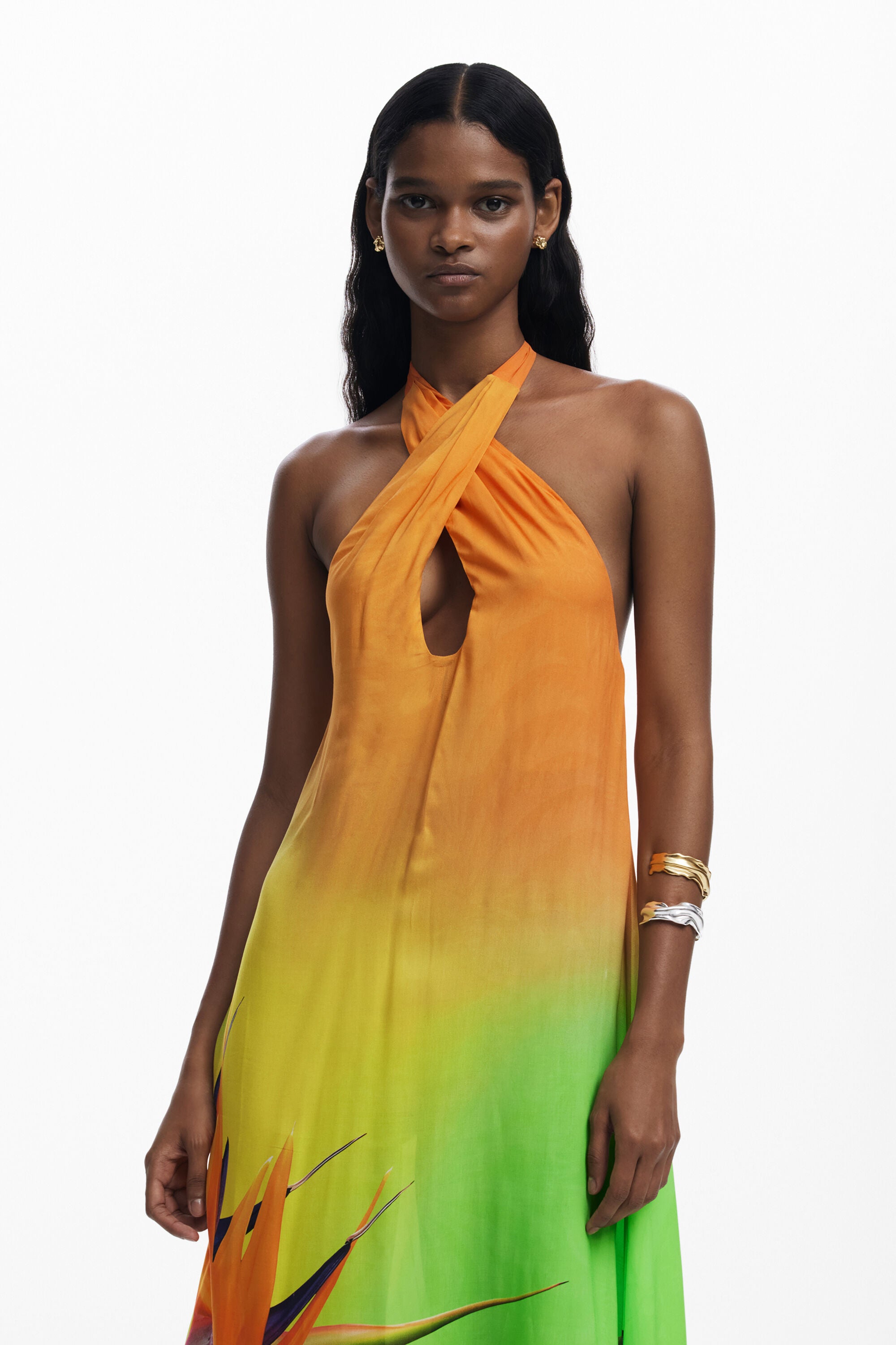 Halter Neck Open - Back Printed Maxi Dress Series
