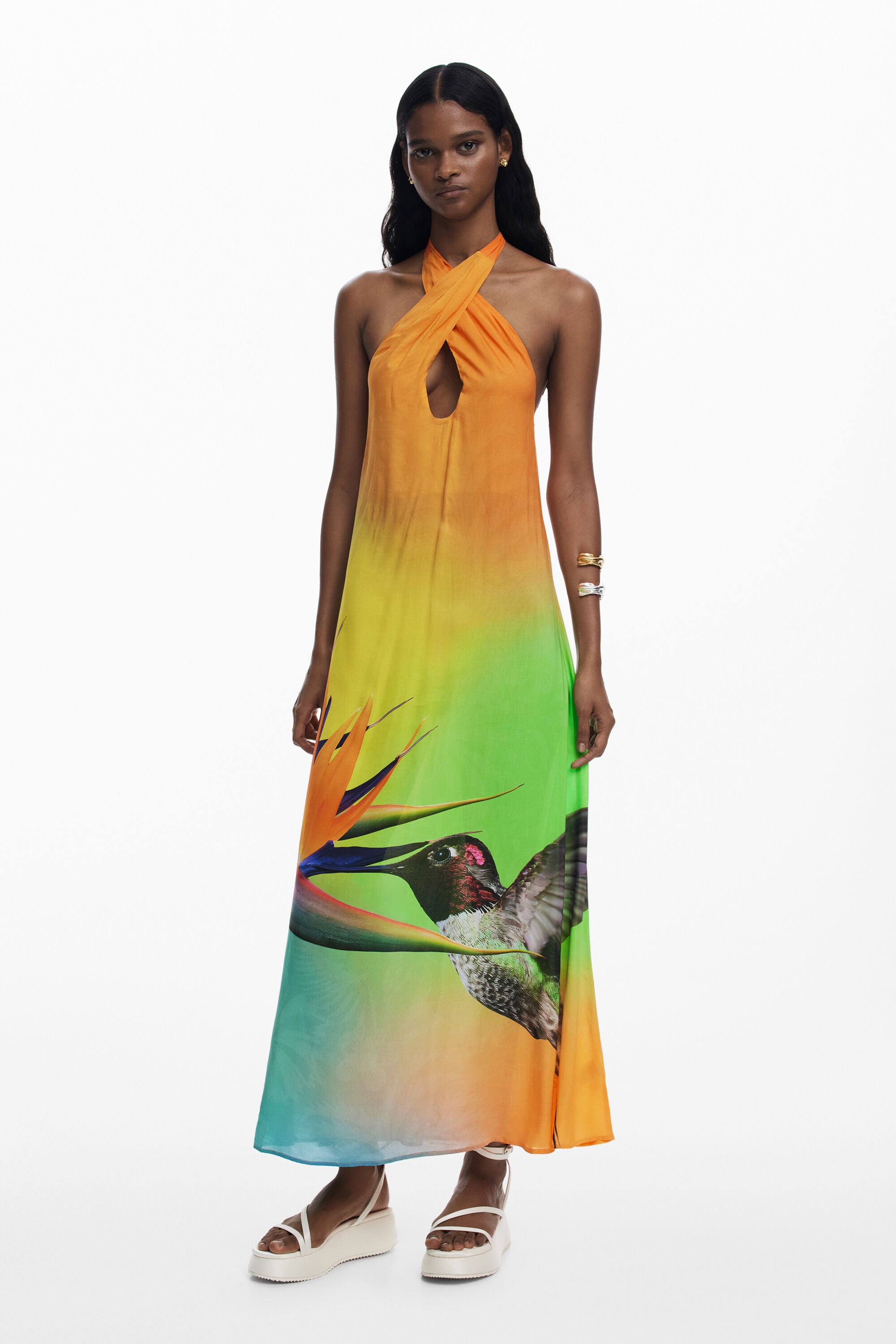 Halter Neck Open - Back Printed Maxi Dress Series