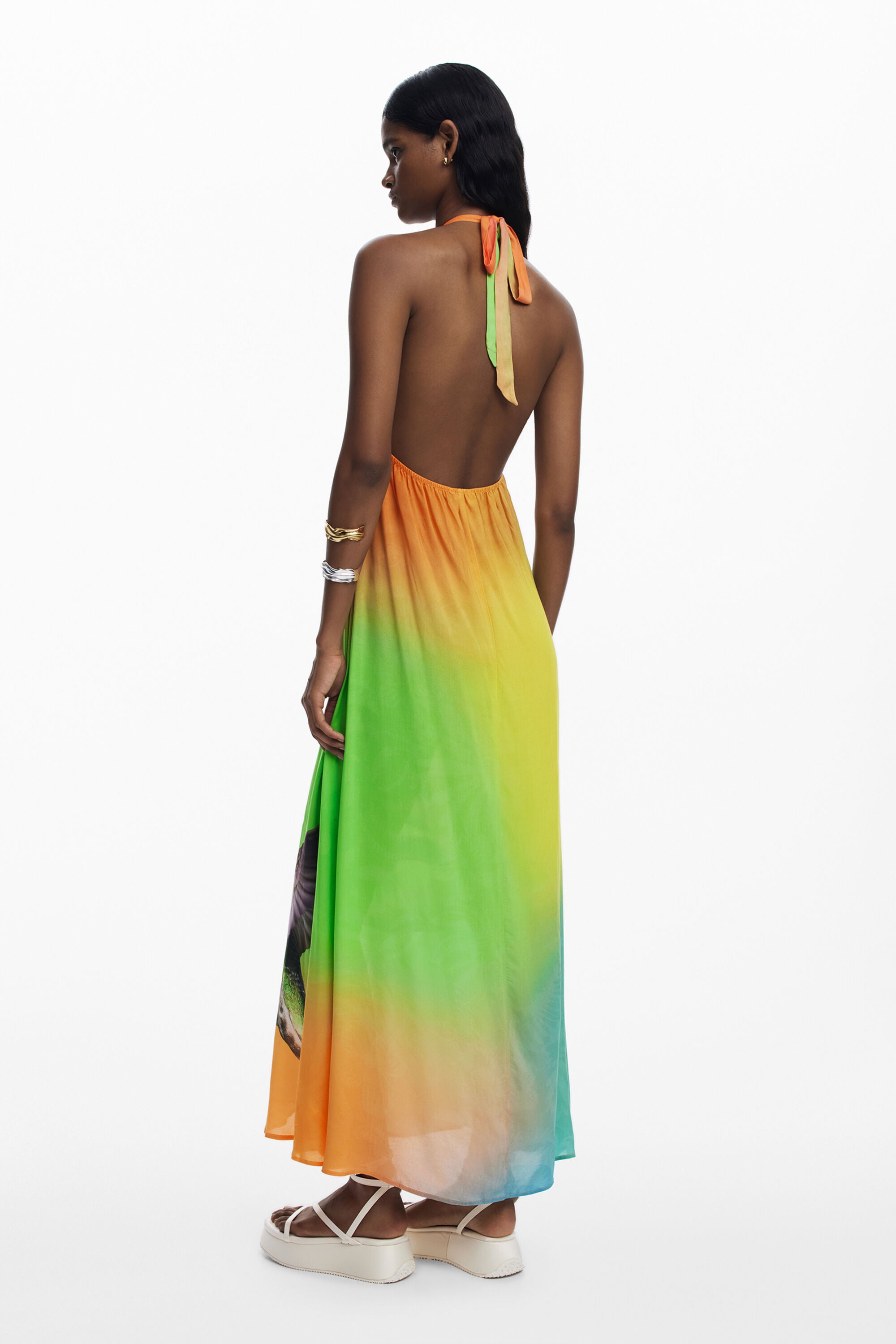 Halter Neck Open - Back Printed Maxi Dress Series