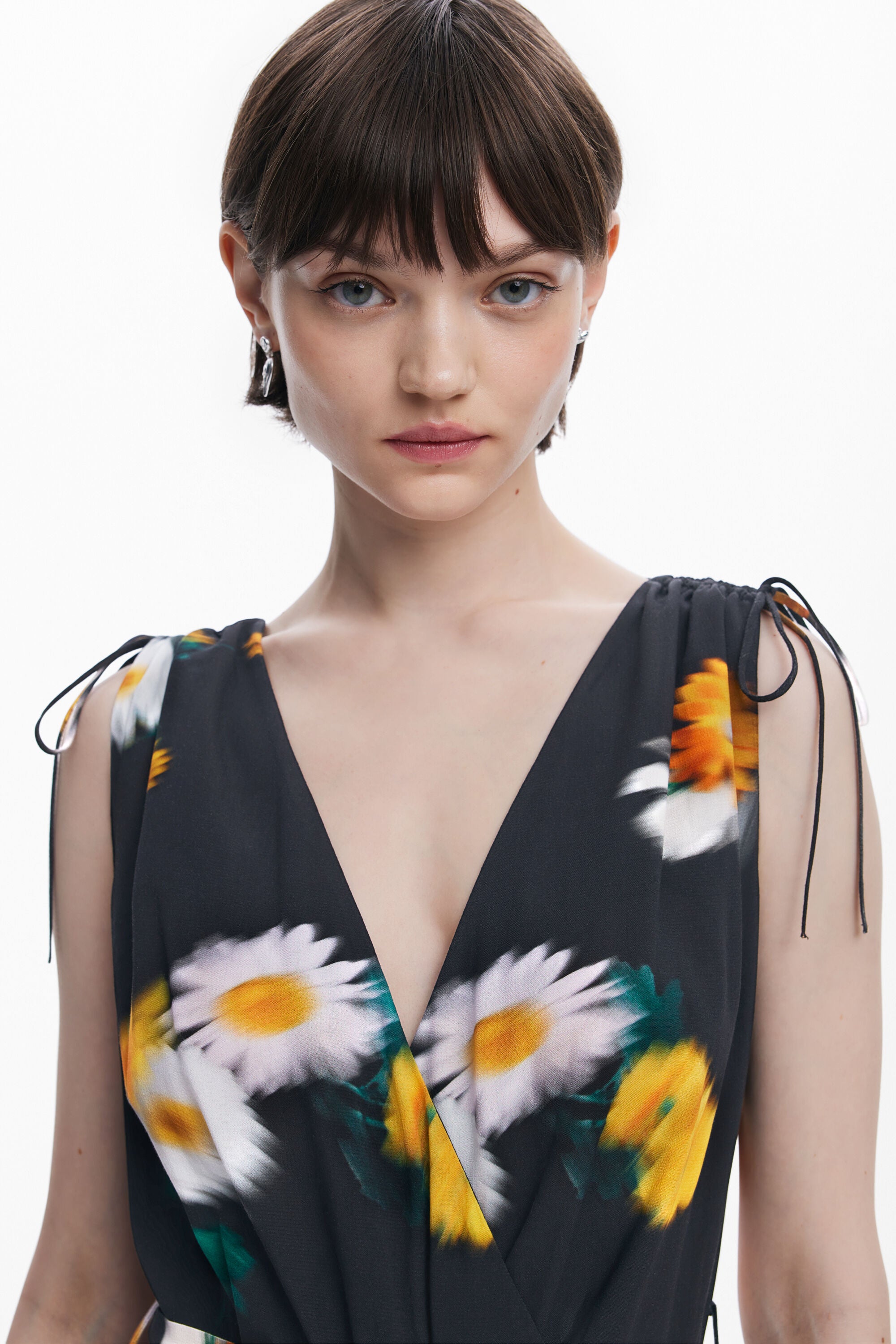 Floral - Printed Tie - Waist Jumpsuit