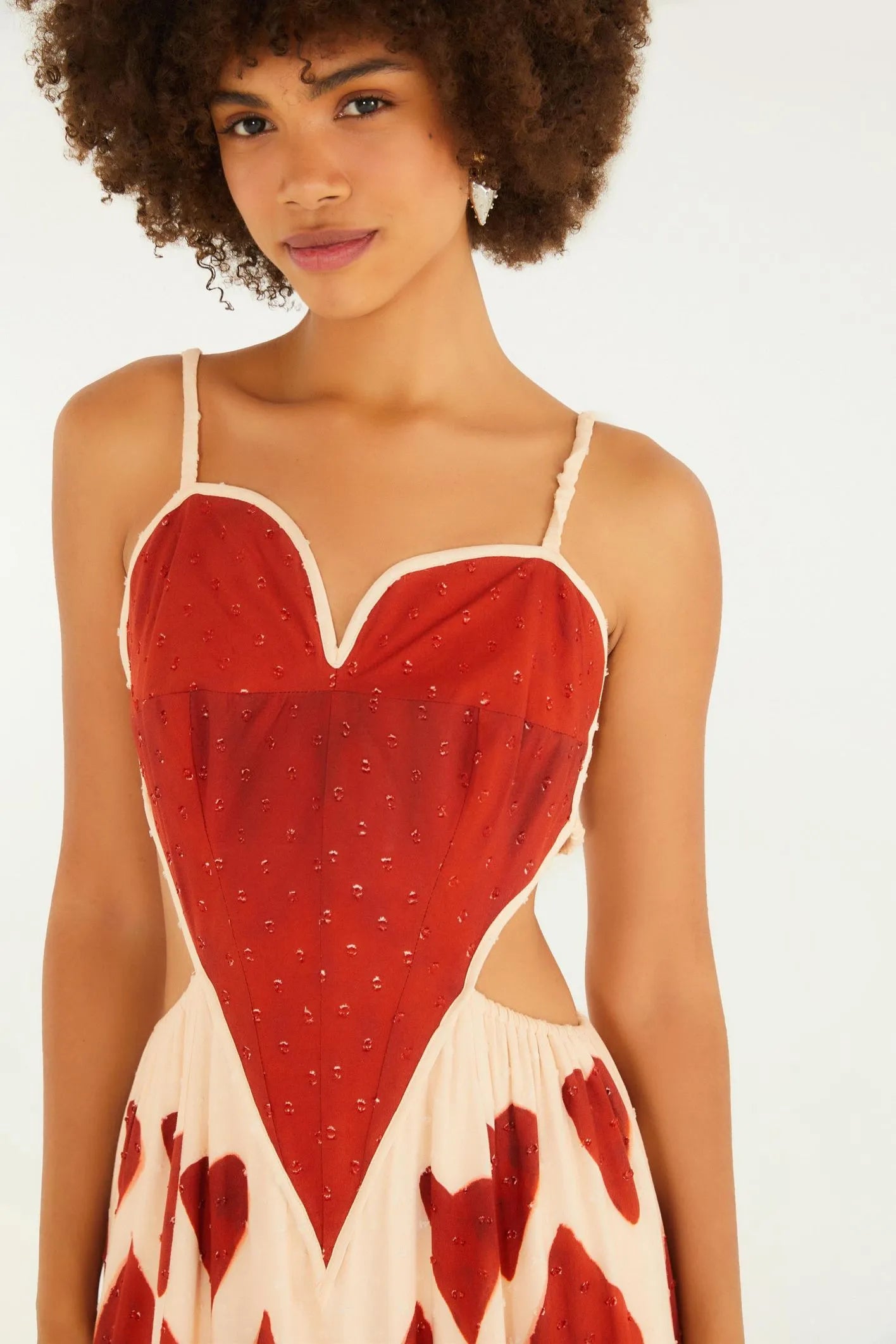 Heart - Printed Cutout Spaghetti - Strap Maxi Dress