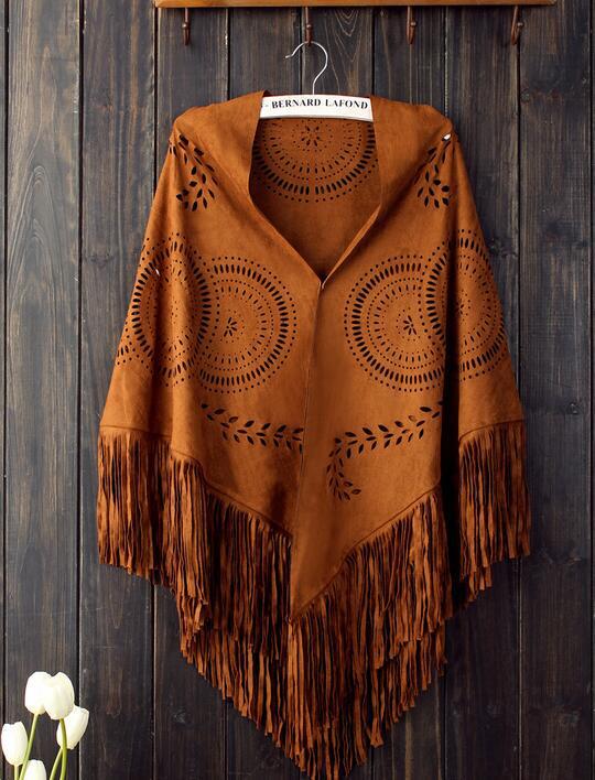 Adult Shawl, Silk Scarf, New European And American Women'S Top Suede Deer Leather Fur Tassel Shawl