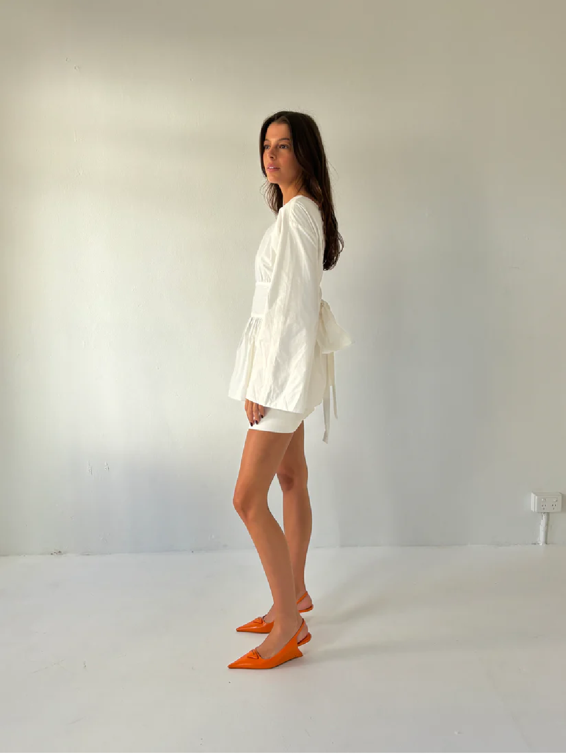 The Long Sleeve Rhoe Top in White