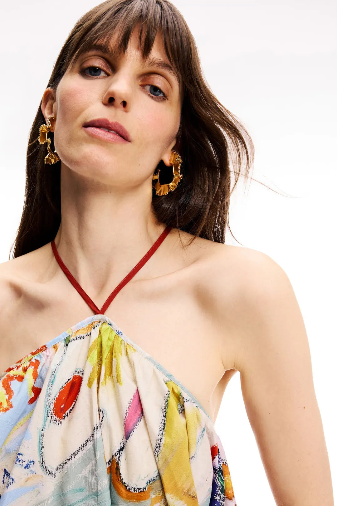 Halter Neck Open - Back Art - Printed Mini Dress