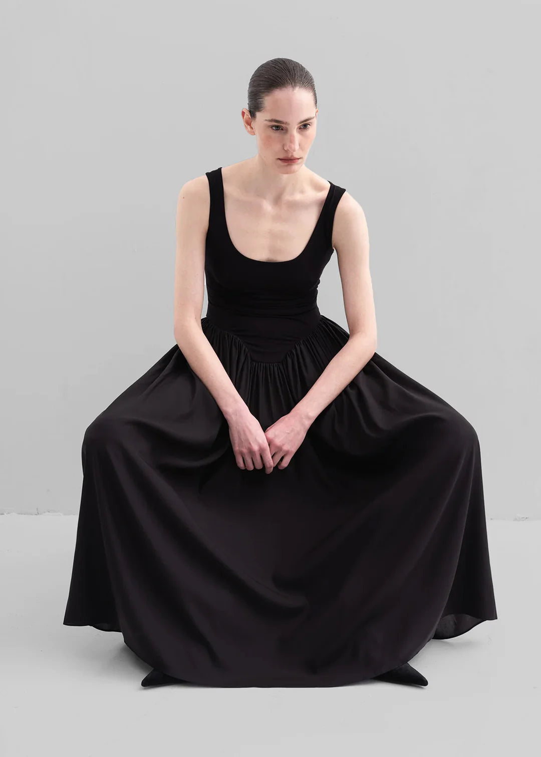 Minimalist U - Neck Patchwork Maxi Dress Series