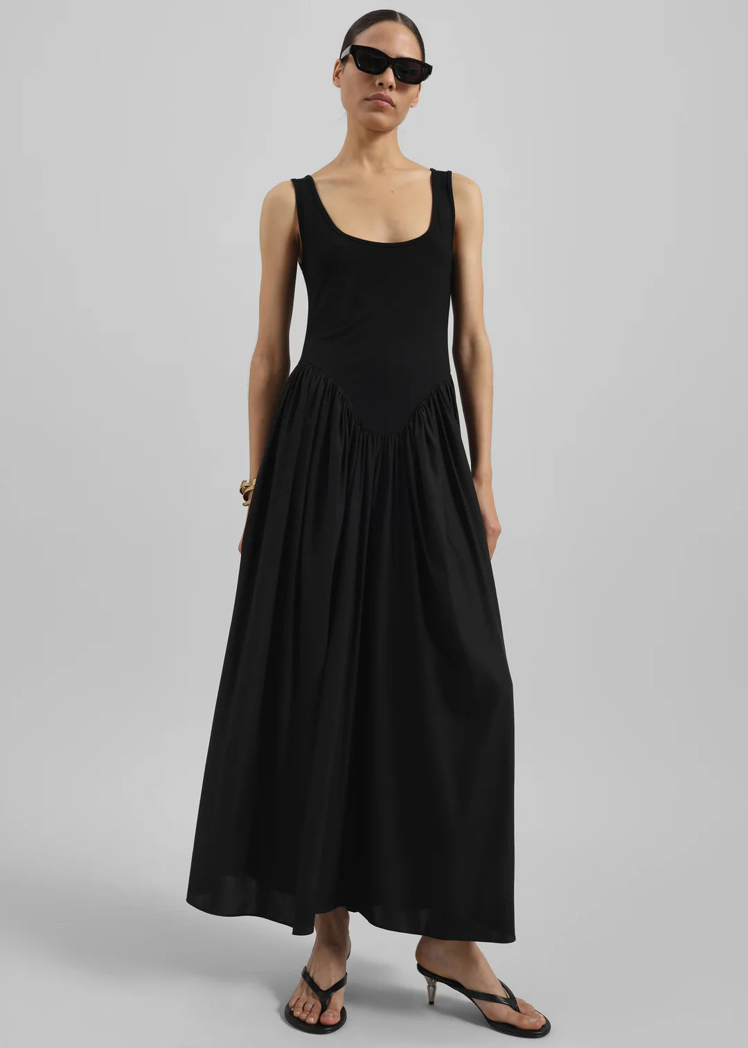 Minimalist U - Neck Patchwork Maxi Dress Series