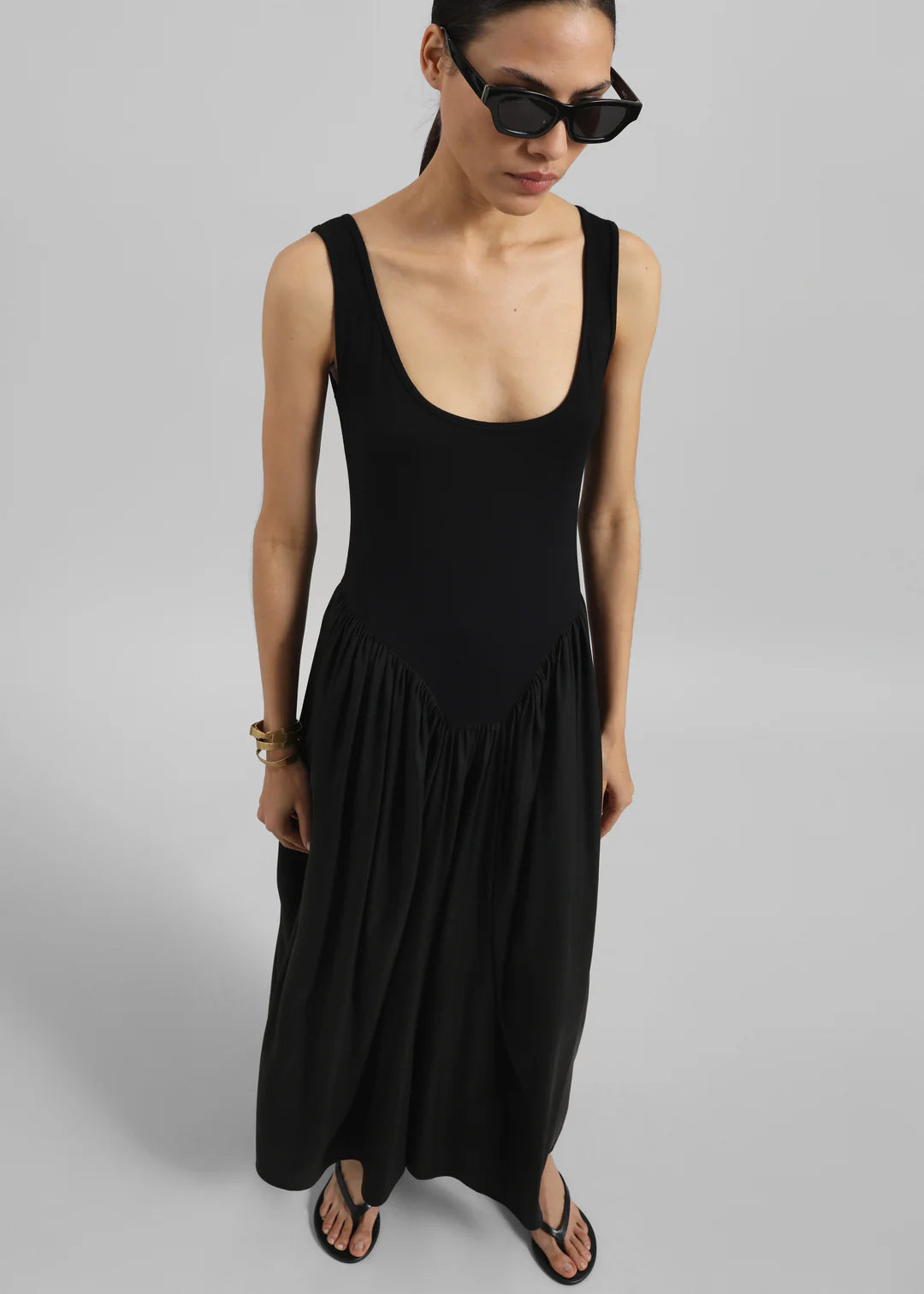 Minimalist U - Neck Patchwork Maxi Dress Series