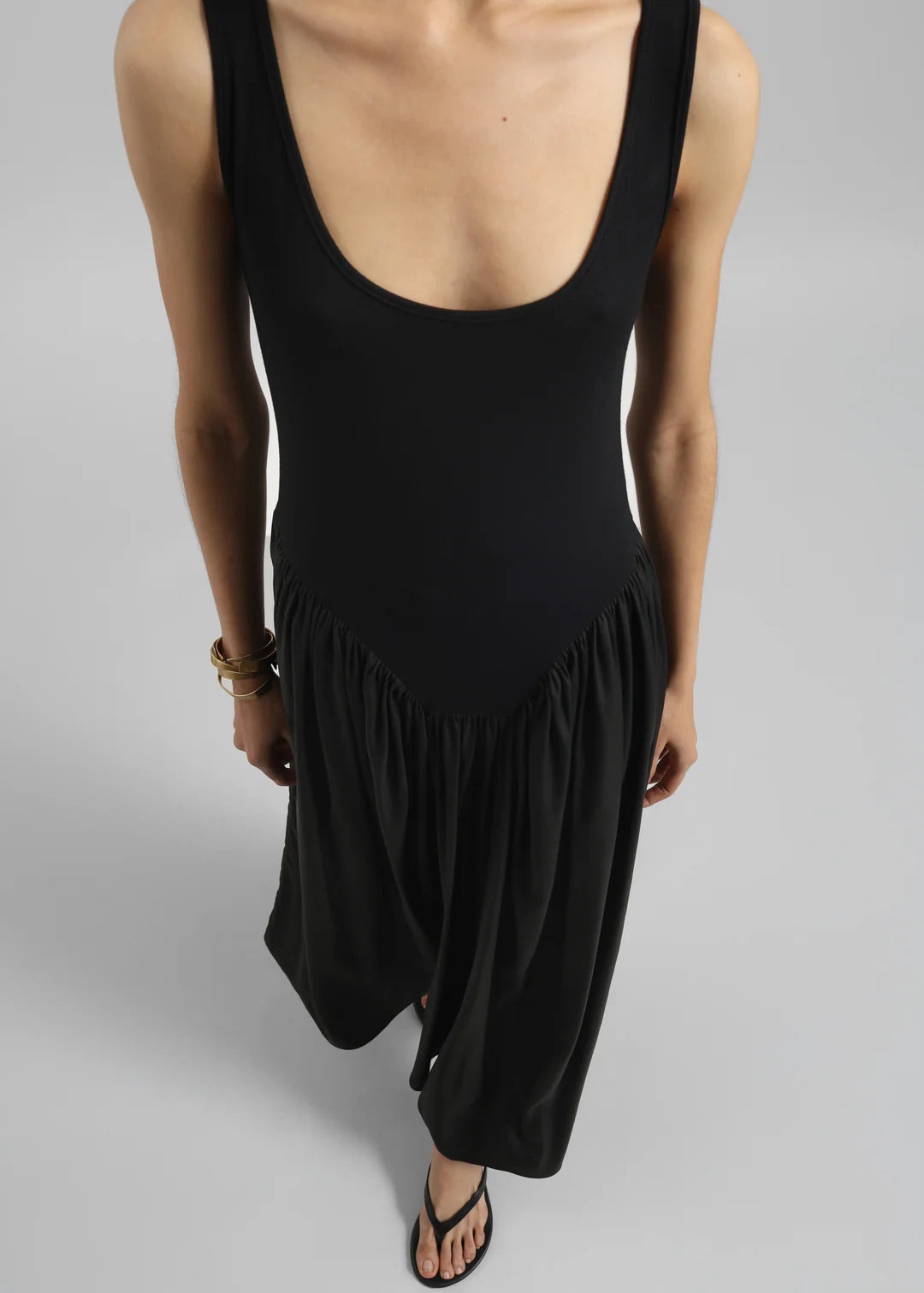 Minimalist U - Neck Patchwork Maxi Dress Series