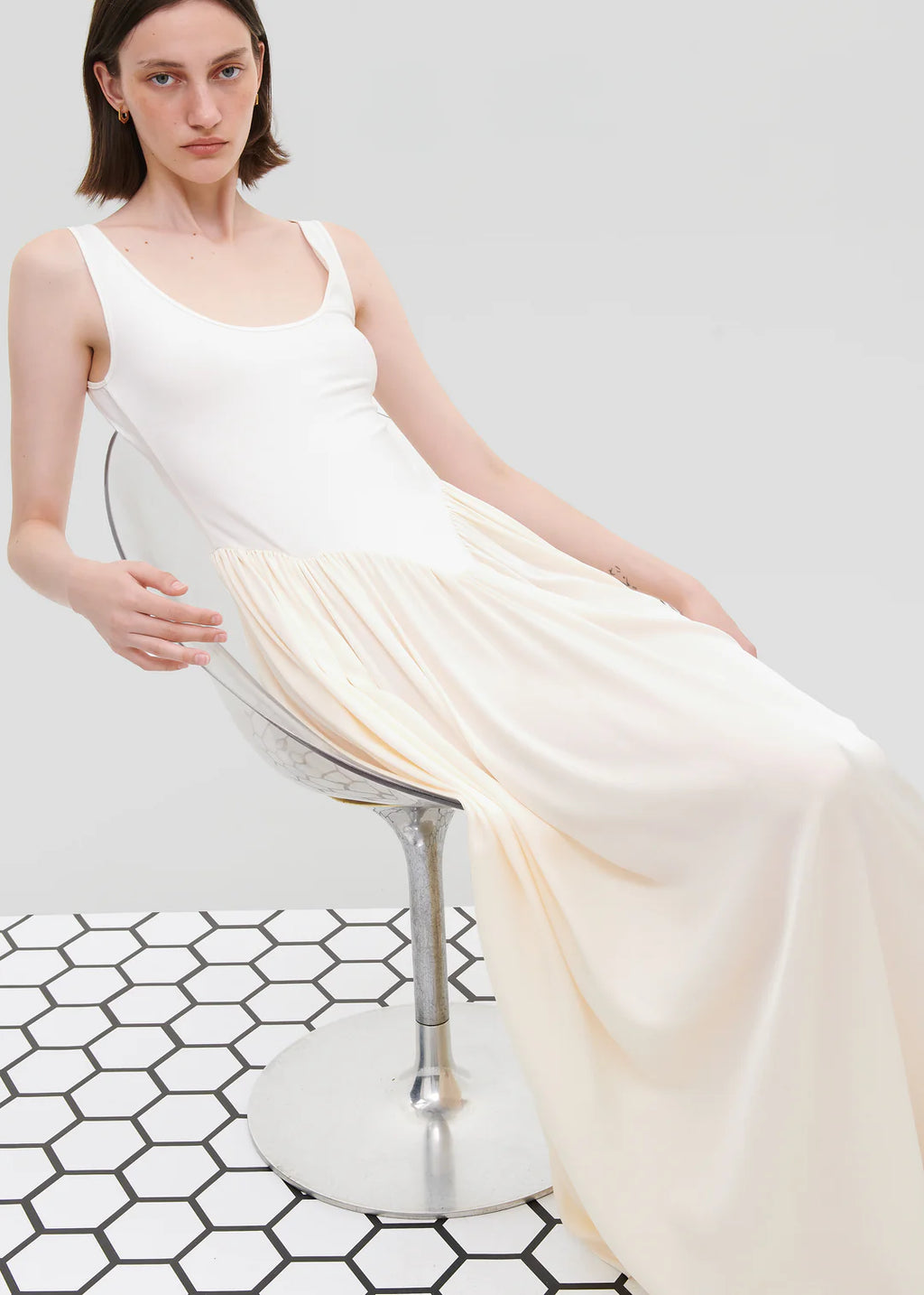 Minimalist U - Neck Patchwork Maxi Dress Series