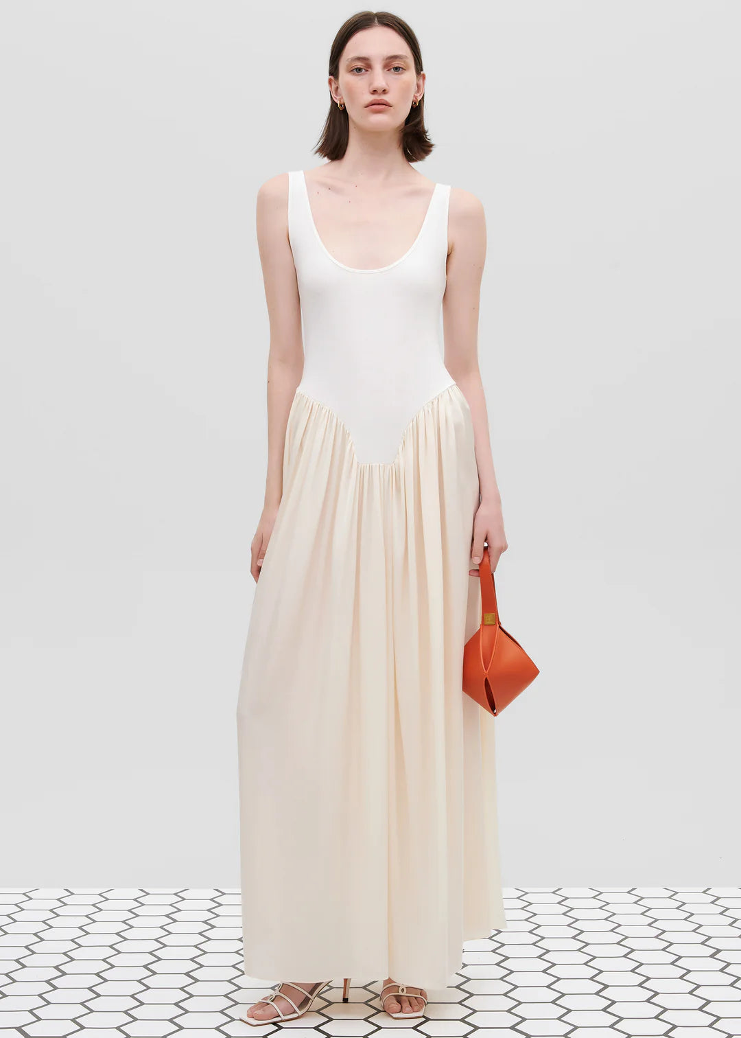 Minimalist U - Neck Patchwork Maxi Dress Series