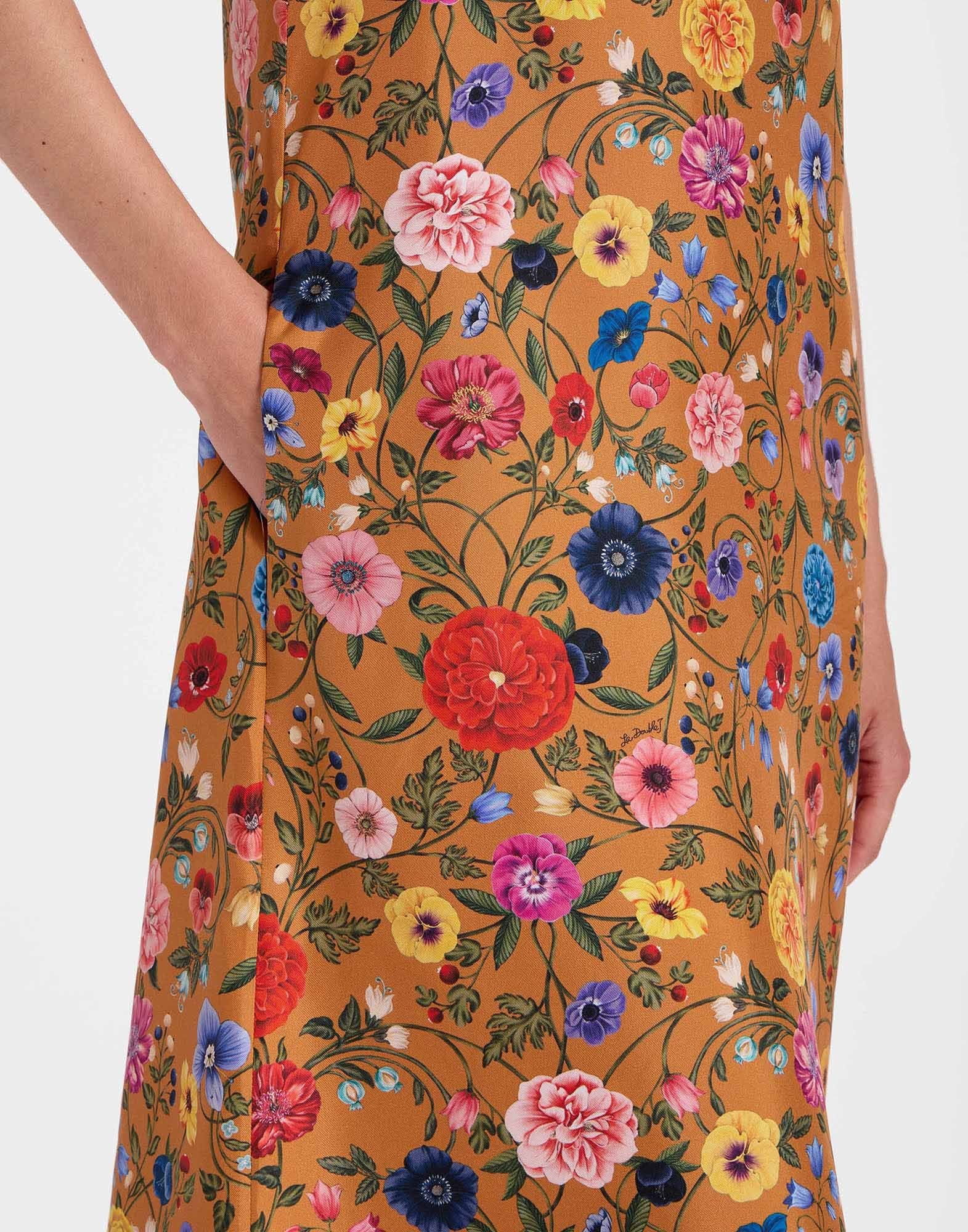 Floral - Printed Feather - Hem Dress
