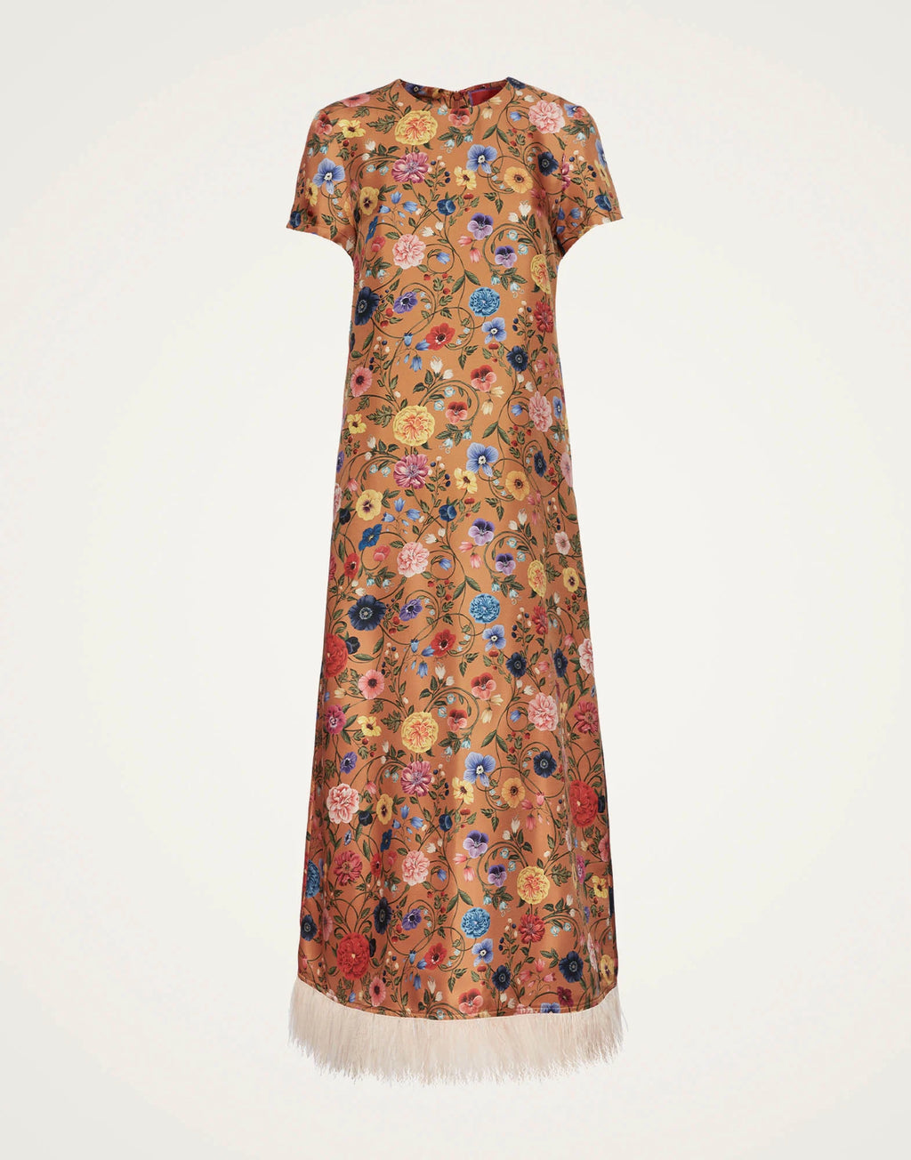Floral - Printed Feather - Hem Dress
