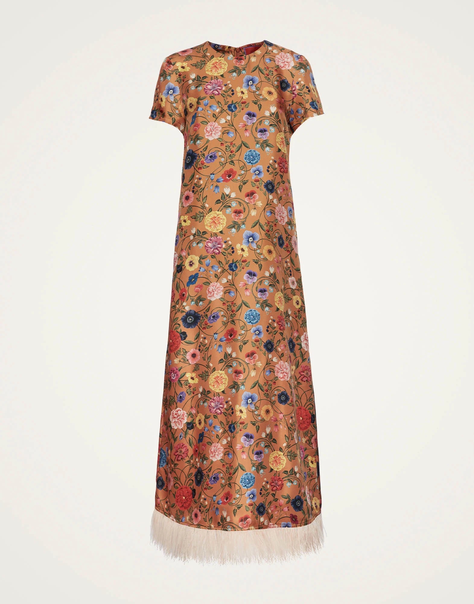 Floral - Printed Feather - Hem Dress