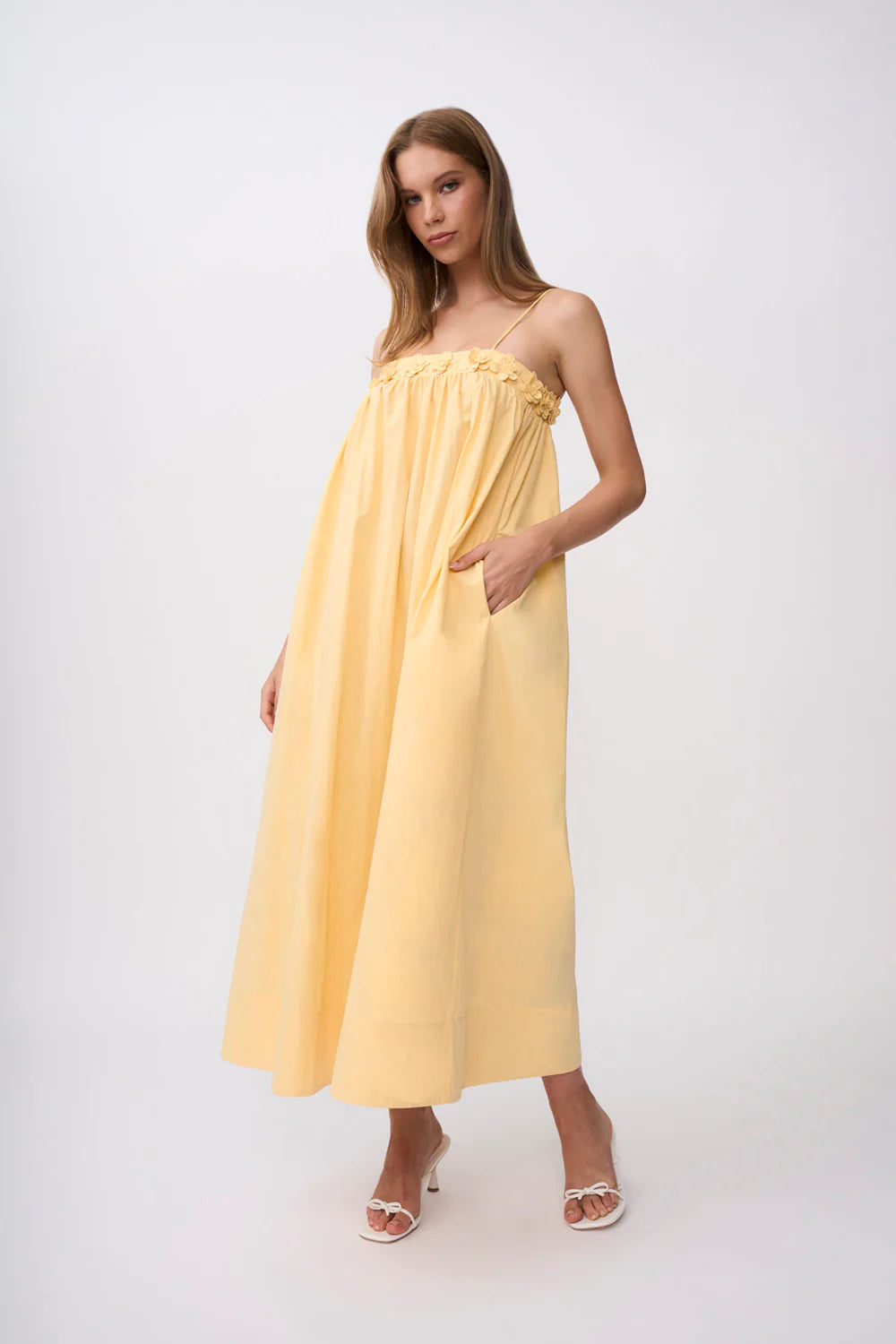 Sunshine Bloom Spaghetti - Strap Maxi Dress