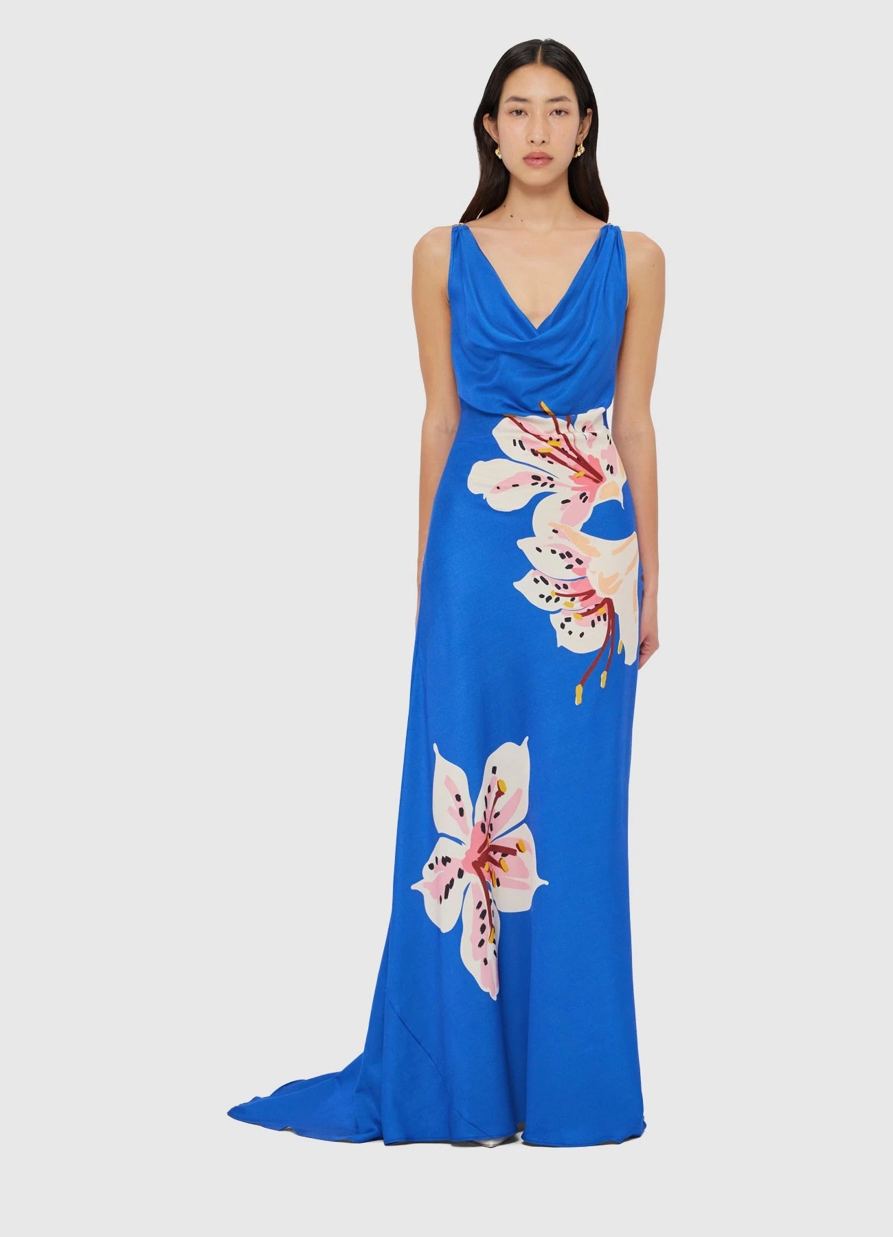 Imogen Gown – Lily Print in Cobalt