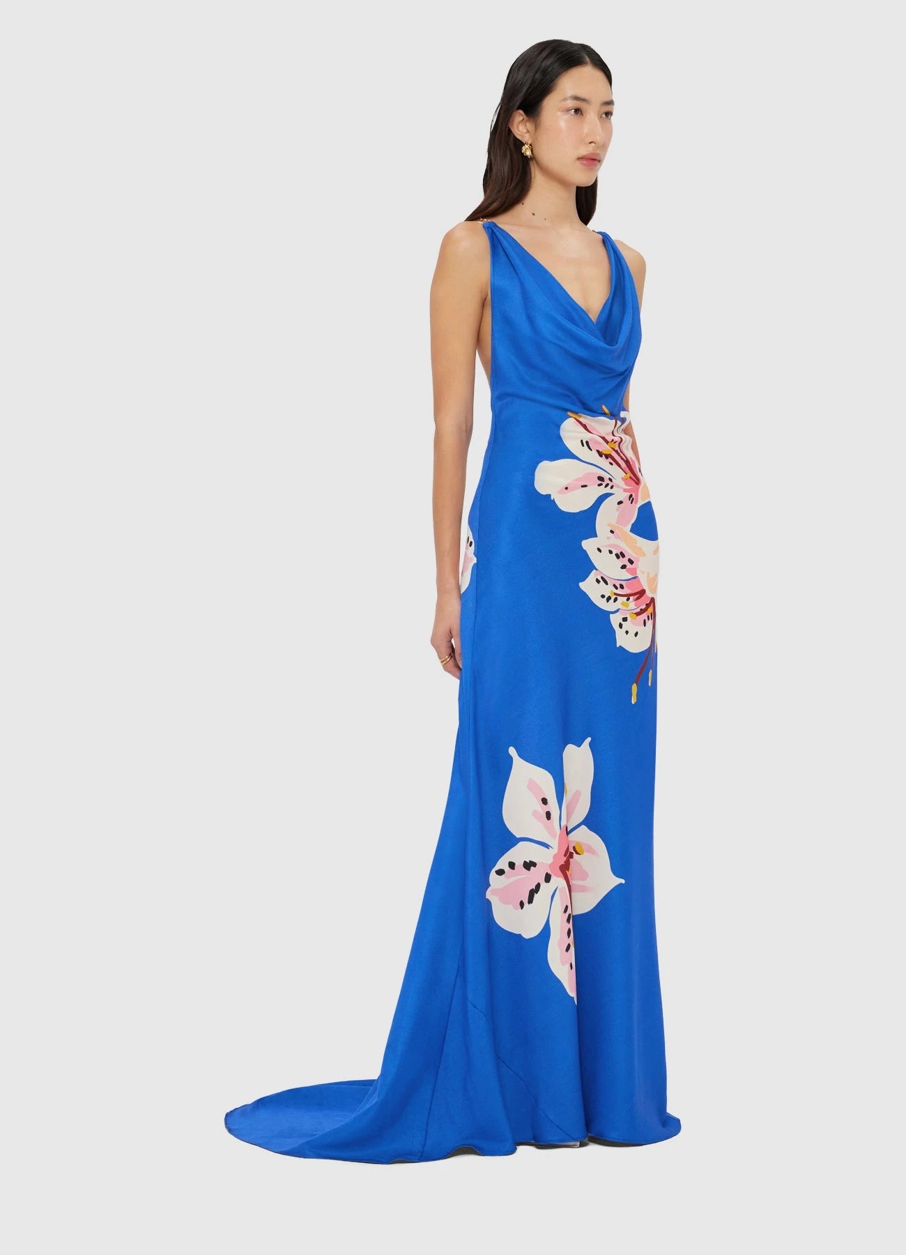 Imogen Gown – Lily Print in Cobalt