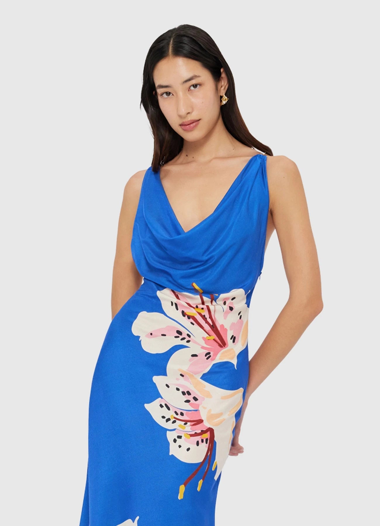 Imogen Gown – Lily Print in Cobalt