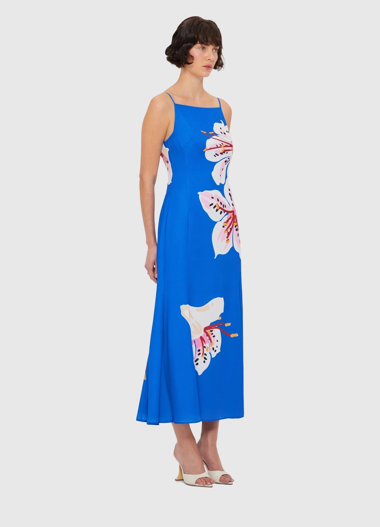 Regina Midi Dress – Lily Print in Cobalt