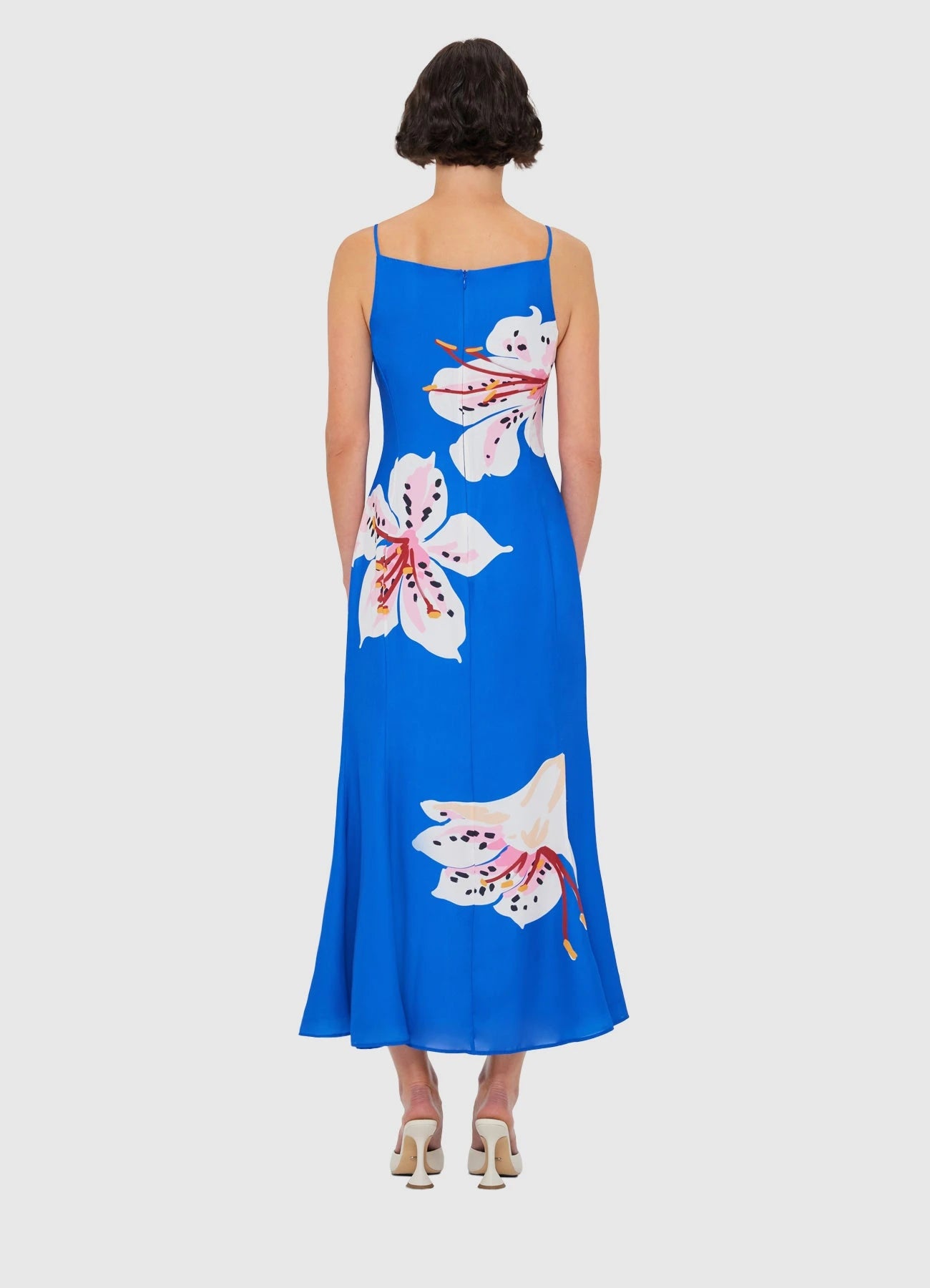Regina Midi Dress – Lily Print in Cobalt