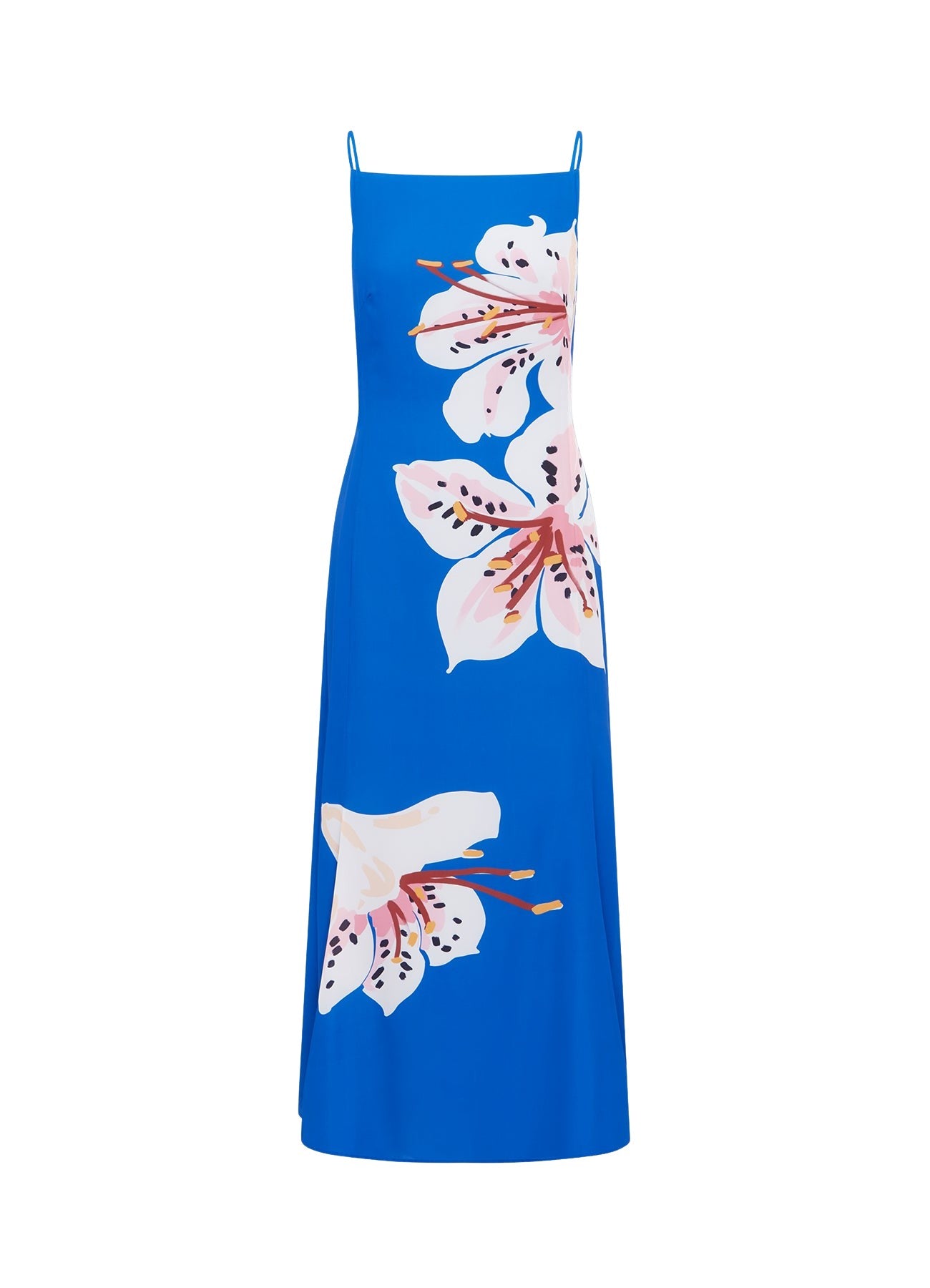 Regina Midi Dress – Lily Print in Cobalt