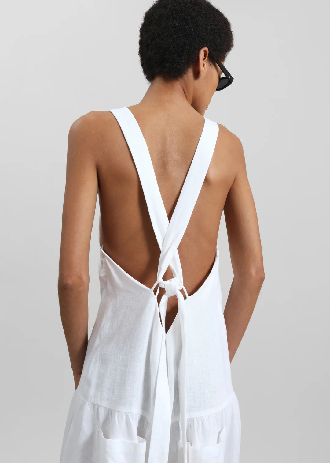 Minimalist Square - Neck Open - Back Linen Maxi Dress Series