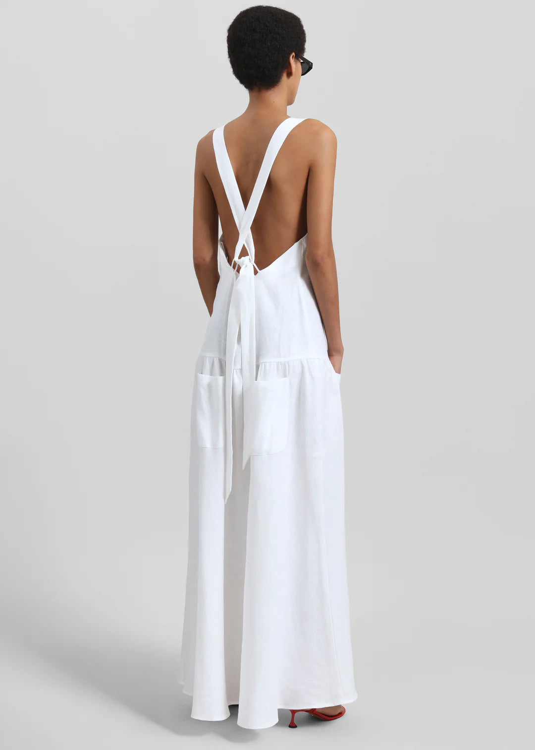 Minimalist Square - Neck Open - Back Linen Maxi Dress Series