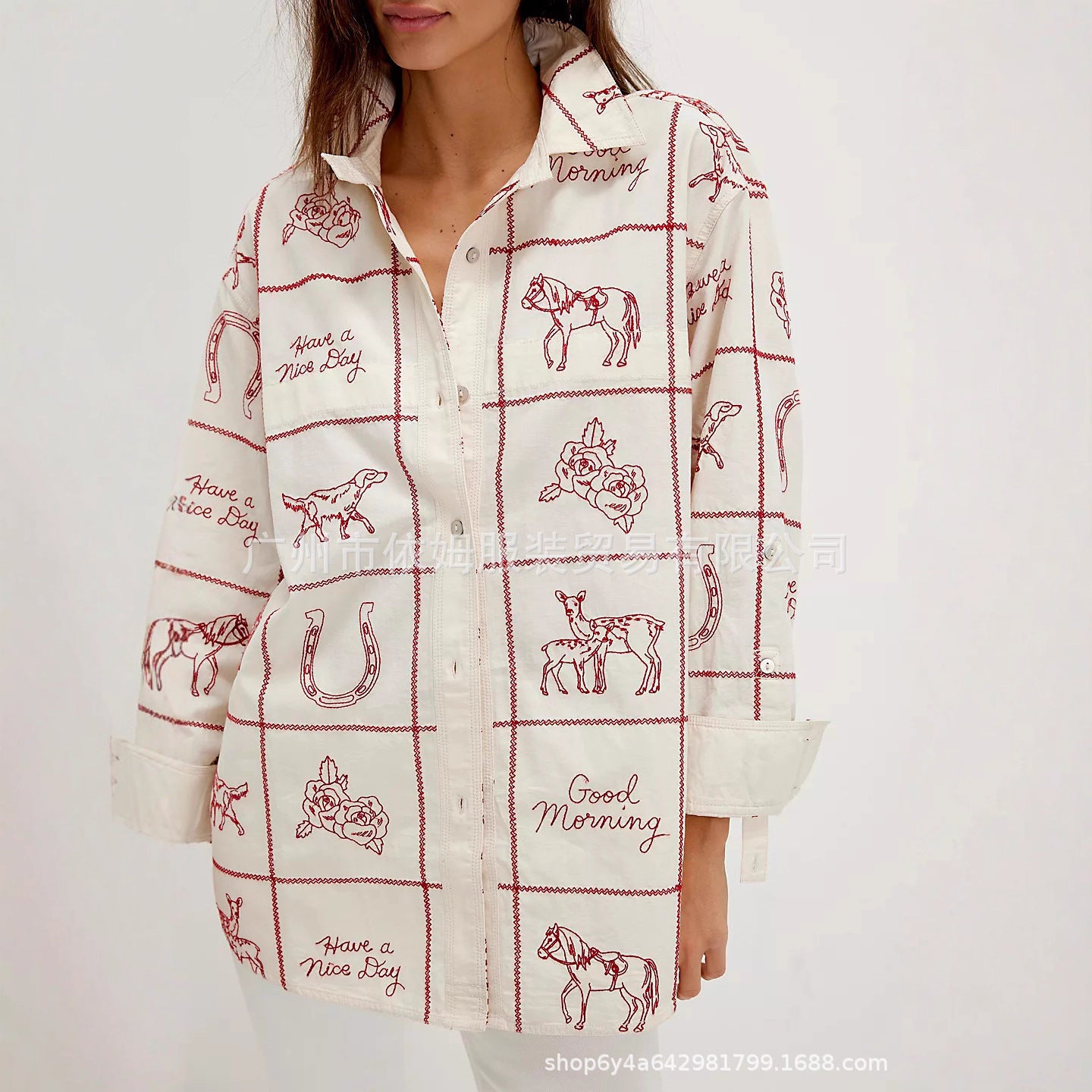 Checkerboard Animal - Pattern Embroidered Shirt