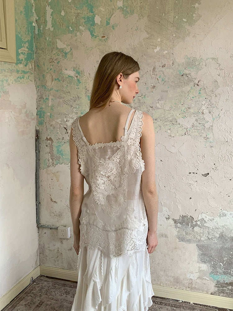 White Lace Sleeveless Vest