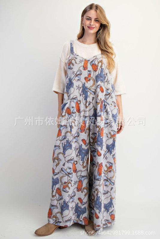 Western - Element Printed Wide - Leg Overall Pants