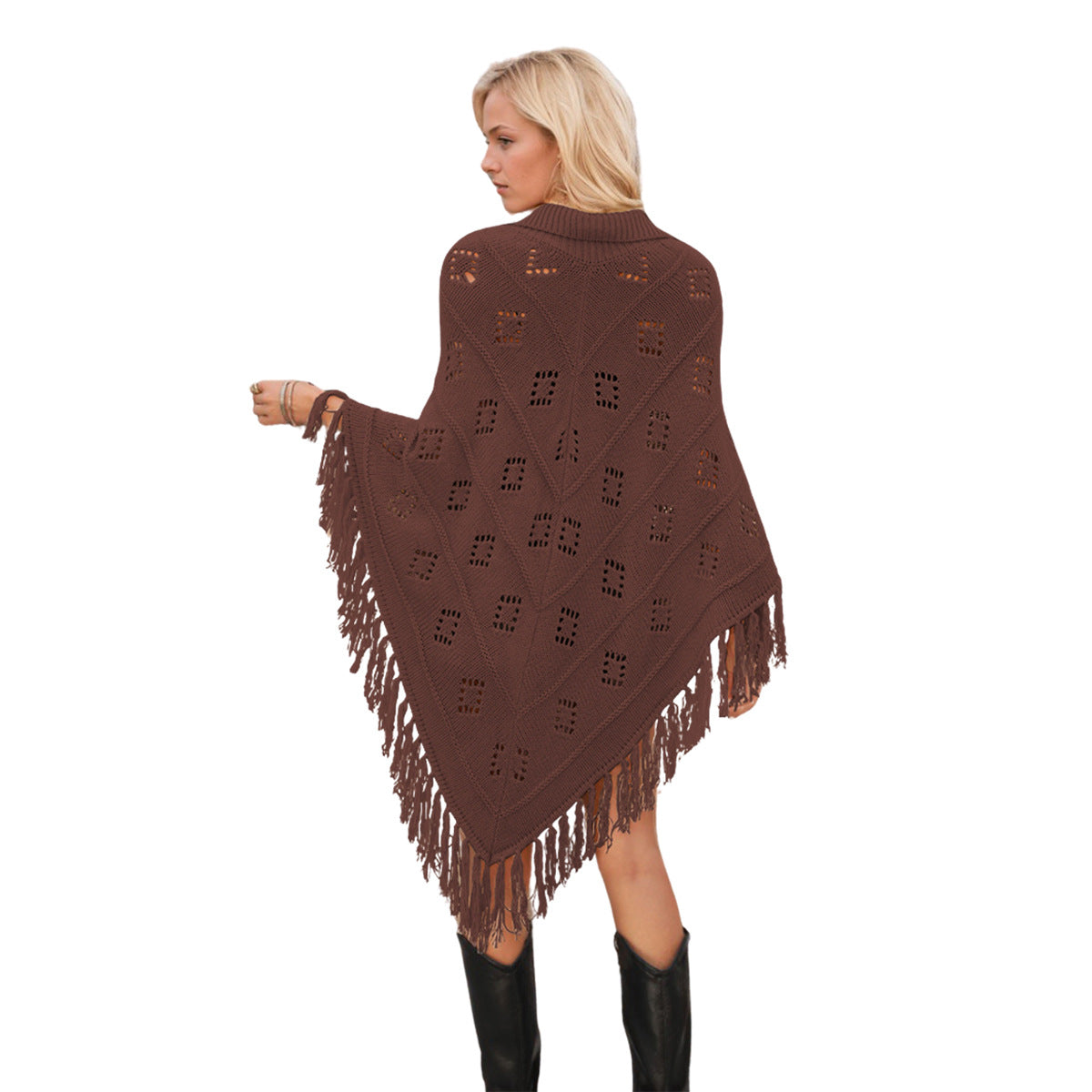Bohemian Hollow - Out Fringed Knit Cloak