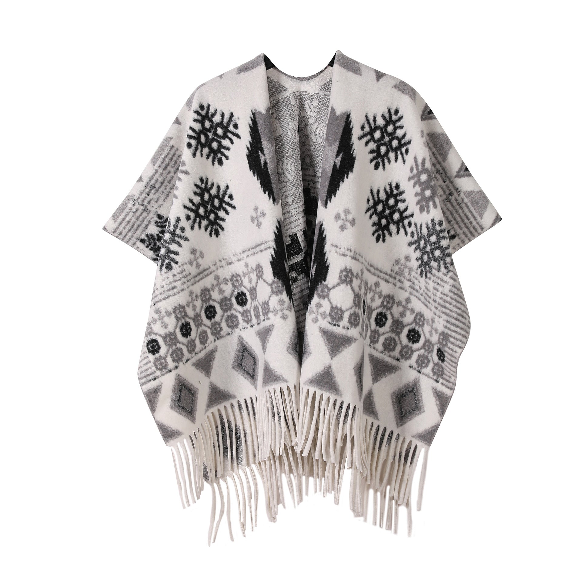 New Ink Painting Shawl High-End Travel Decoration Exterior Shawl Long Retro Cloak Tassel Cloak