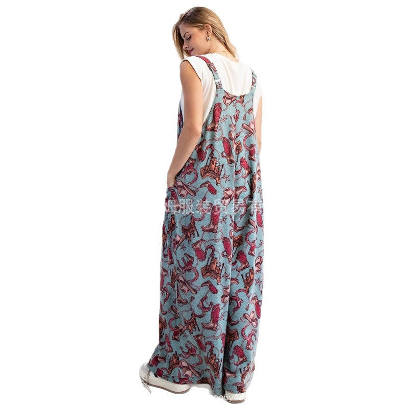 Western - Element Printed Wide - Leg Overall Pants