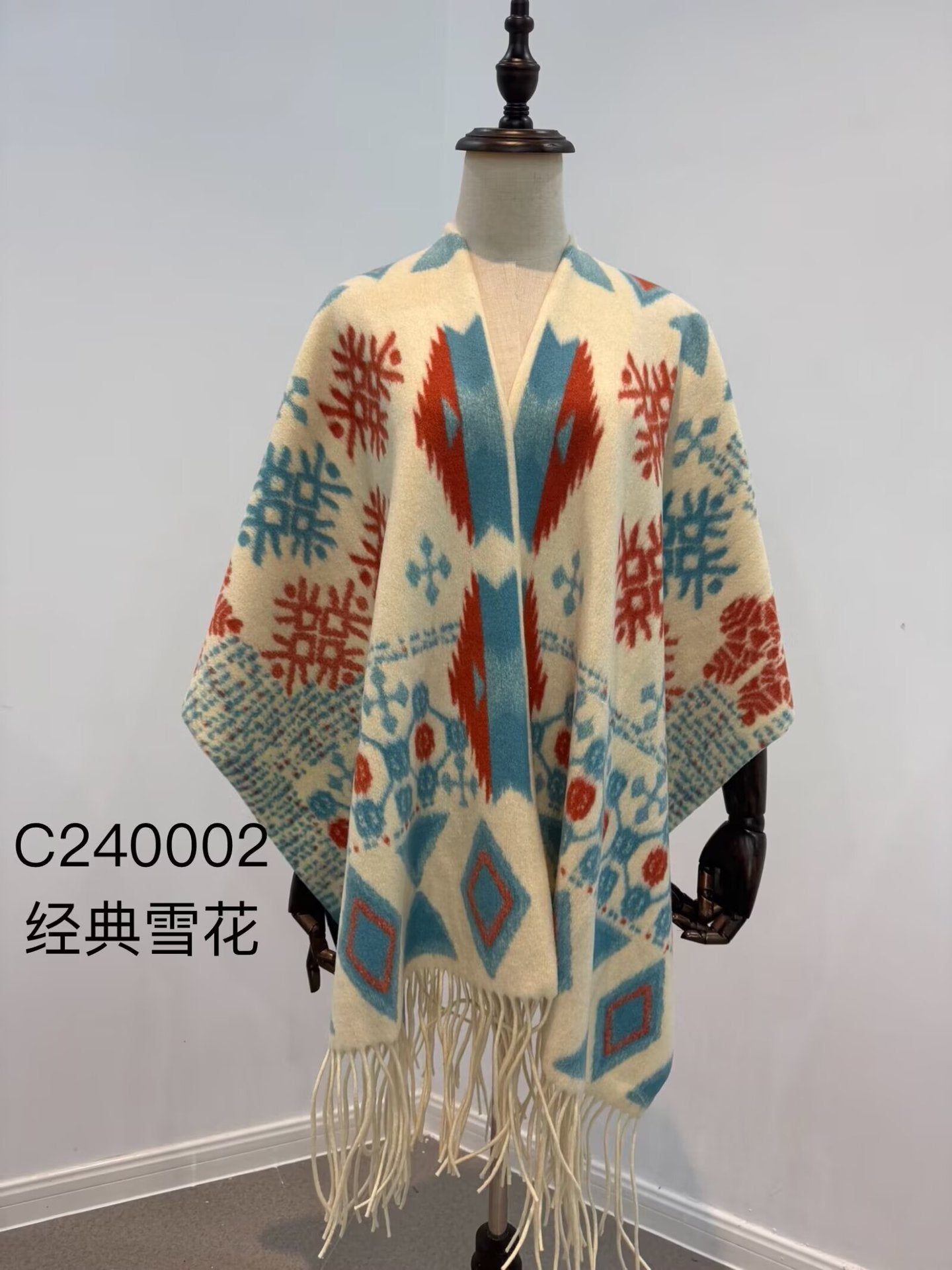 New Ink Painting Shawl High-End Travel Decoration Exterior Shawl Long Retro Cloak Tassel Cloak